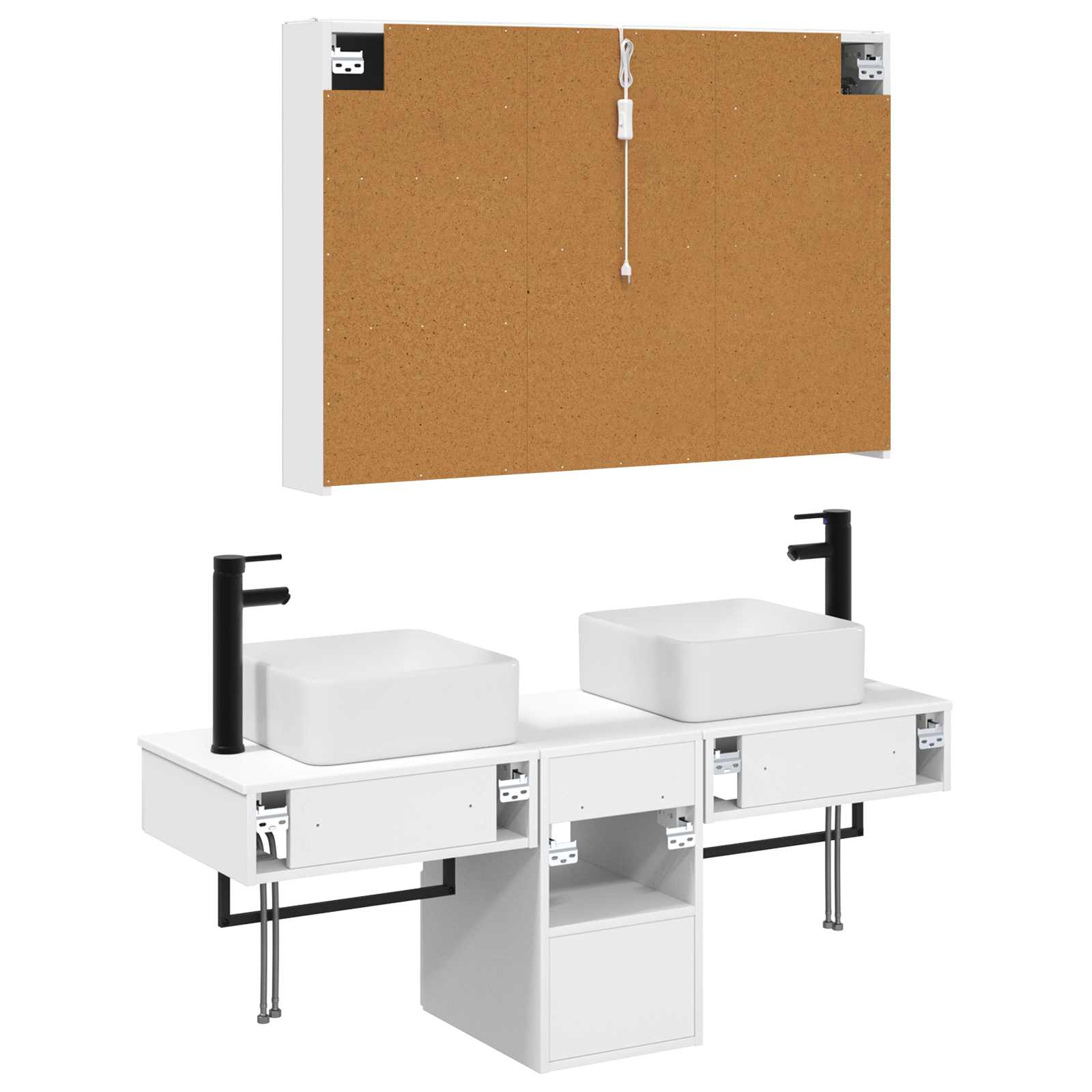Badezimmerschrank-Set 4 stk. Weiß Holzwerkstoff