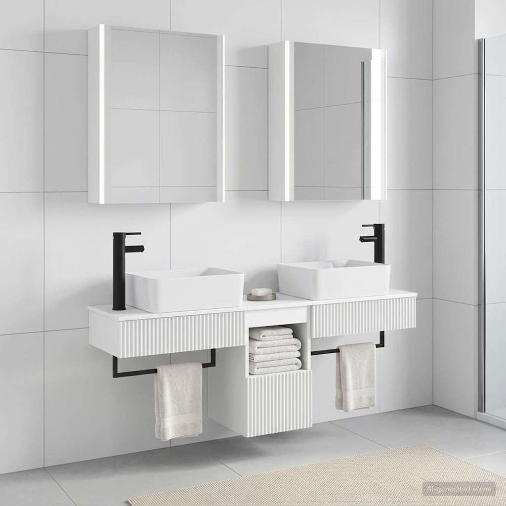 Badezimmerschrank-Set 5 stk. Weiß Holzwerkstoff