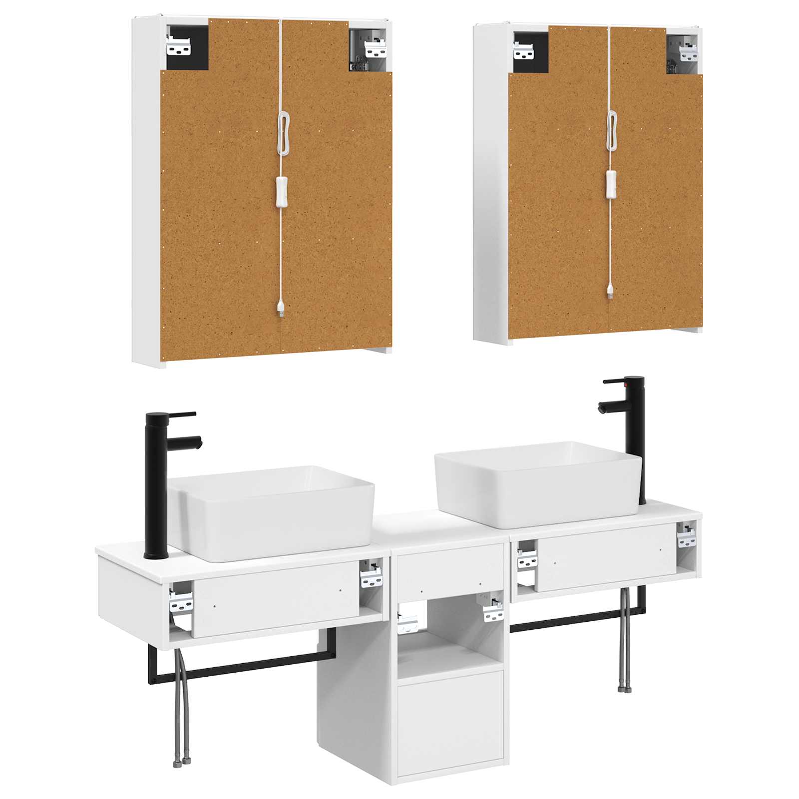 Badezimmerschrank-Set 5 stk. Weiß Holzwerkstoff
