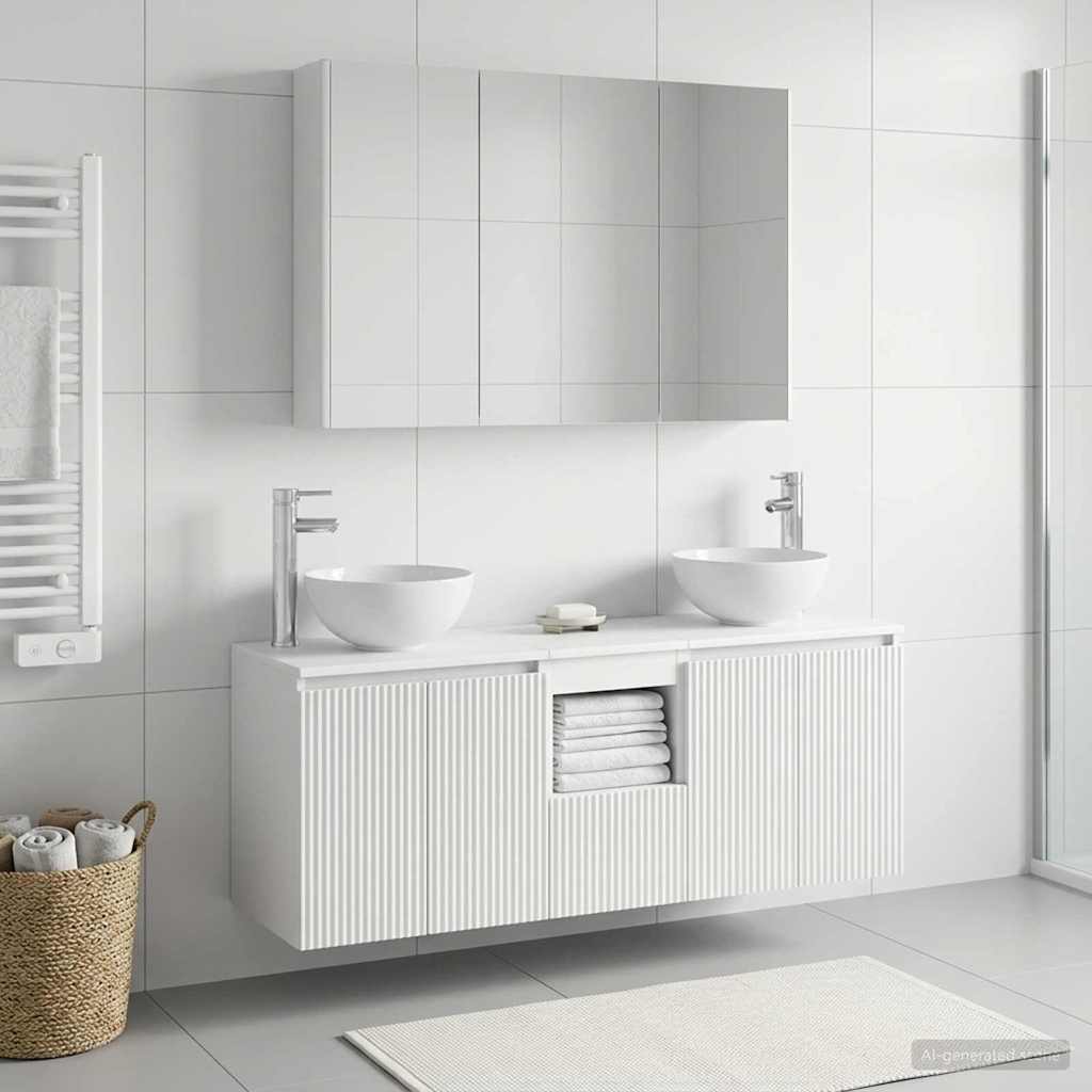 Badezimmerschrank-Set 4 stk. Weiß Holzwerkstoff