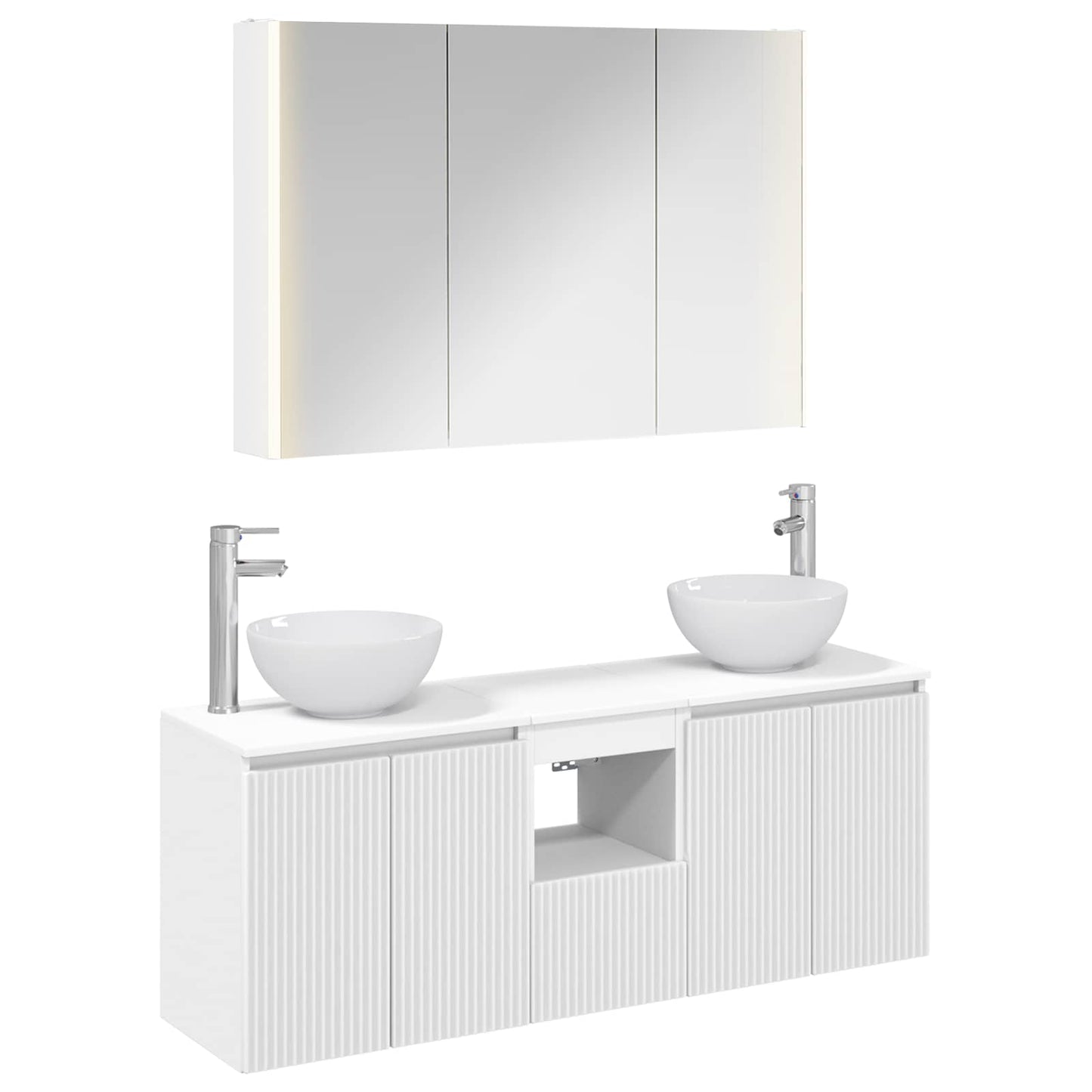 Badezimmerschrank-Set 4 stk. Weiß Holzwerkstoff