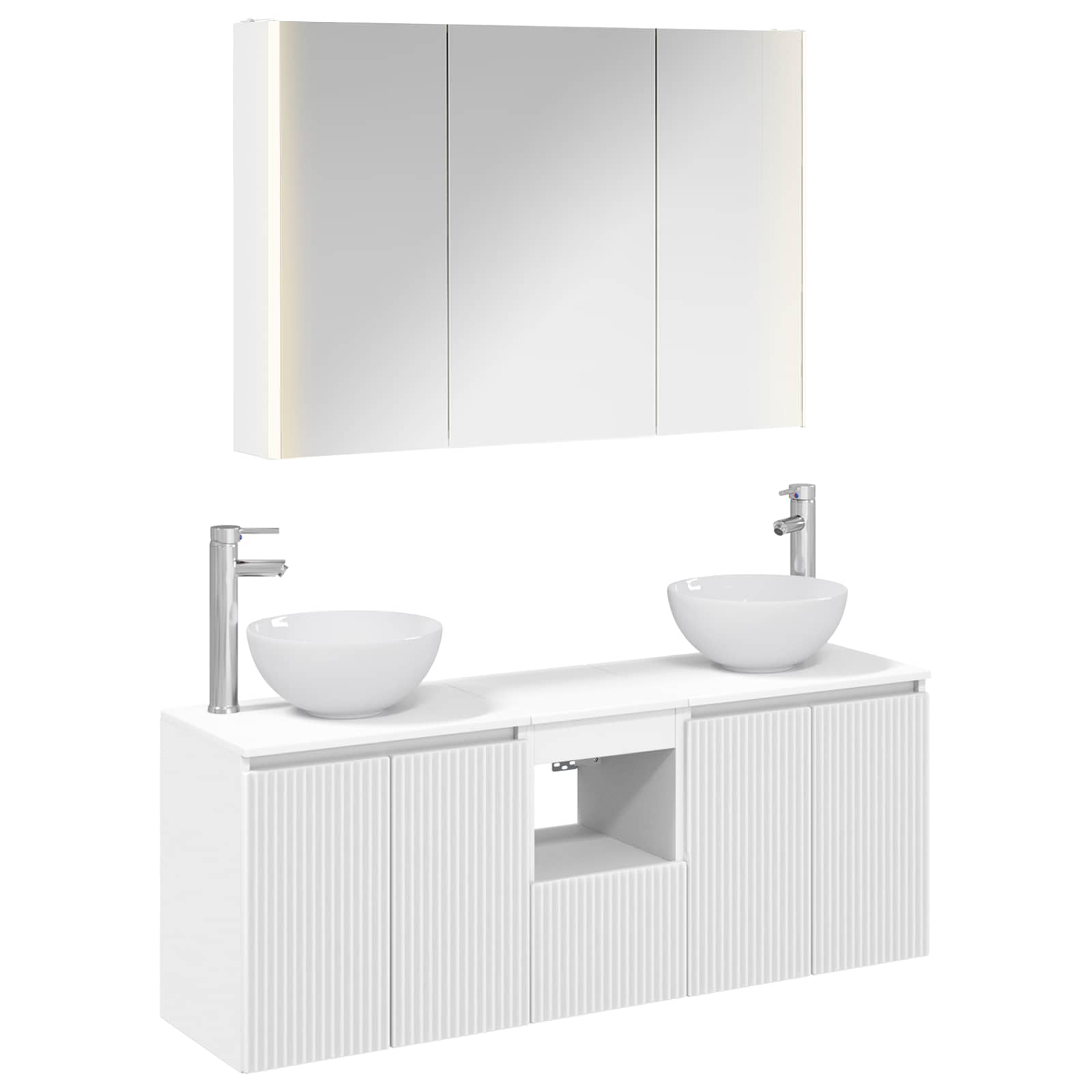 Badezimmerschrank-Set 4 stk. Weiß Holzwerkstoff