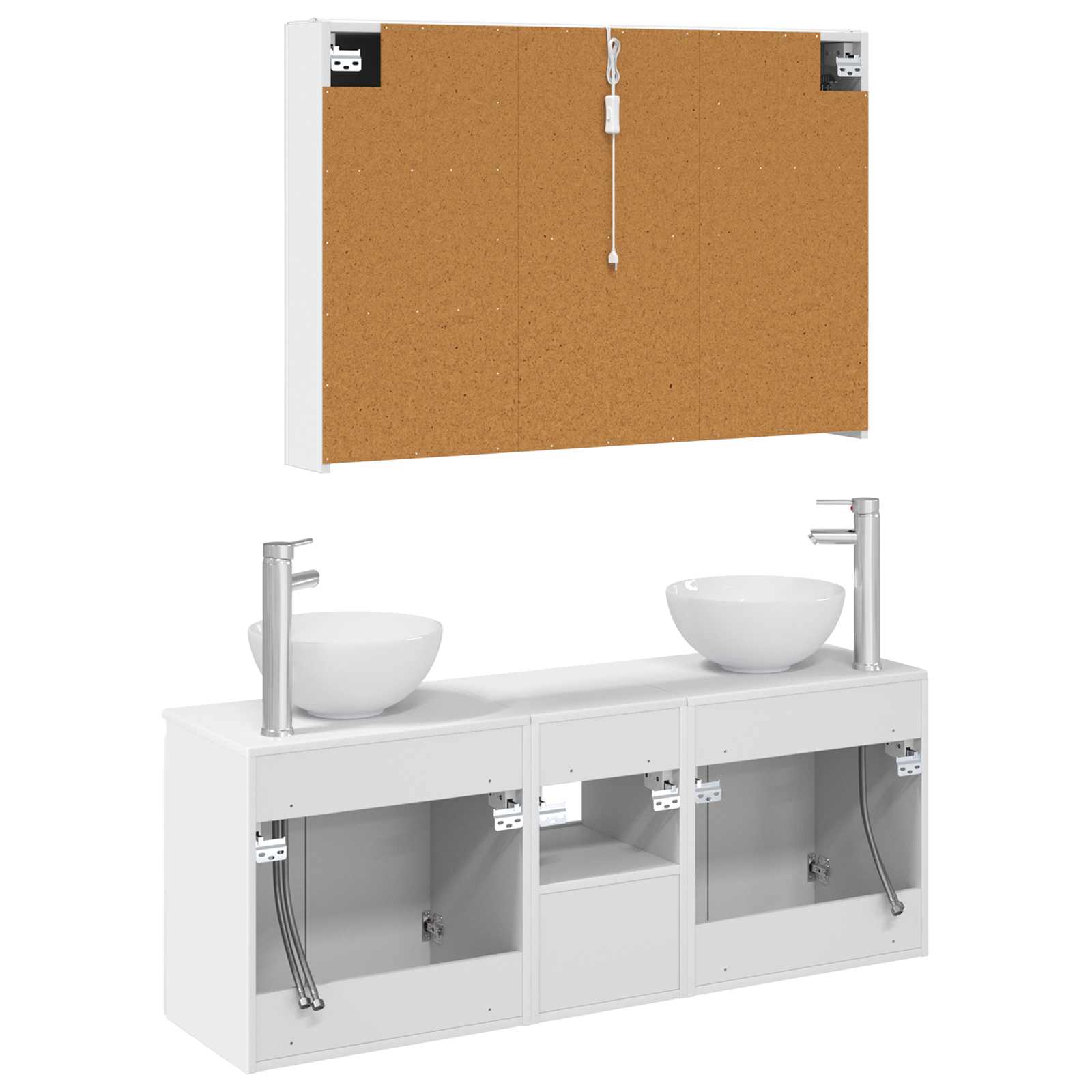 Badezimmerschrank-Set 4 stk. Weiß Holzwerkstoff