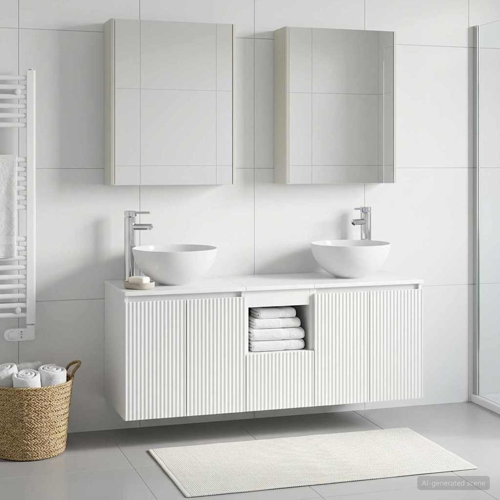 Badezimmerschrank-Set 5 stk. Weiß Holzwerkstoff
