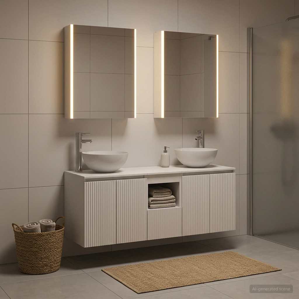 Badezimmerschrank-Set 5 stk. Weiß Holzwerkstoff