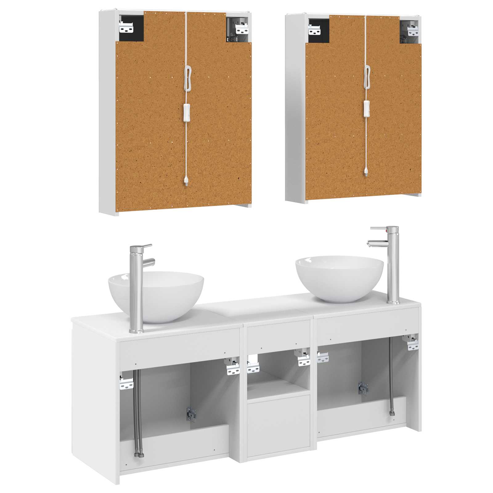 Badezimmerschrank-Set 5 stk. Weiß Holzwerkstoff