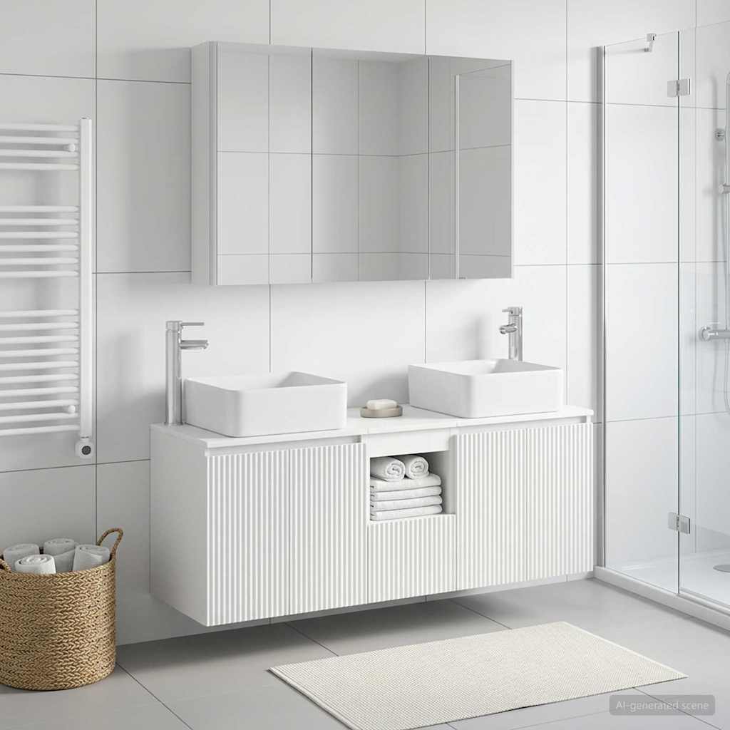 Badezimmerschrank-Set 4 stk. Weiß Holzwerkstoff