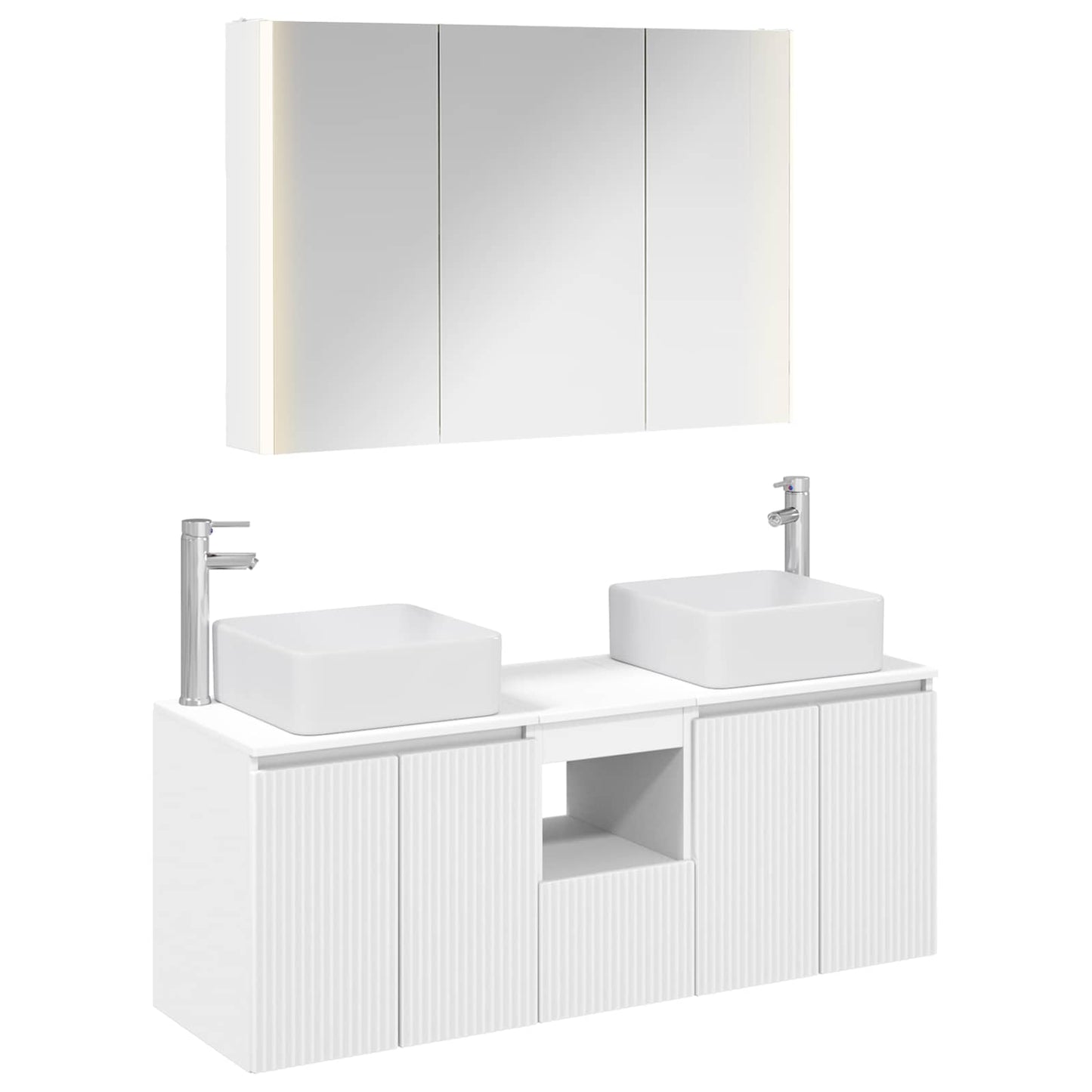 Badezimmerschrank-Set 4 stk. Weiß Holzwerkstoff