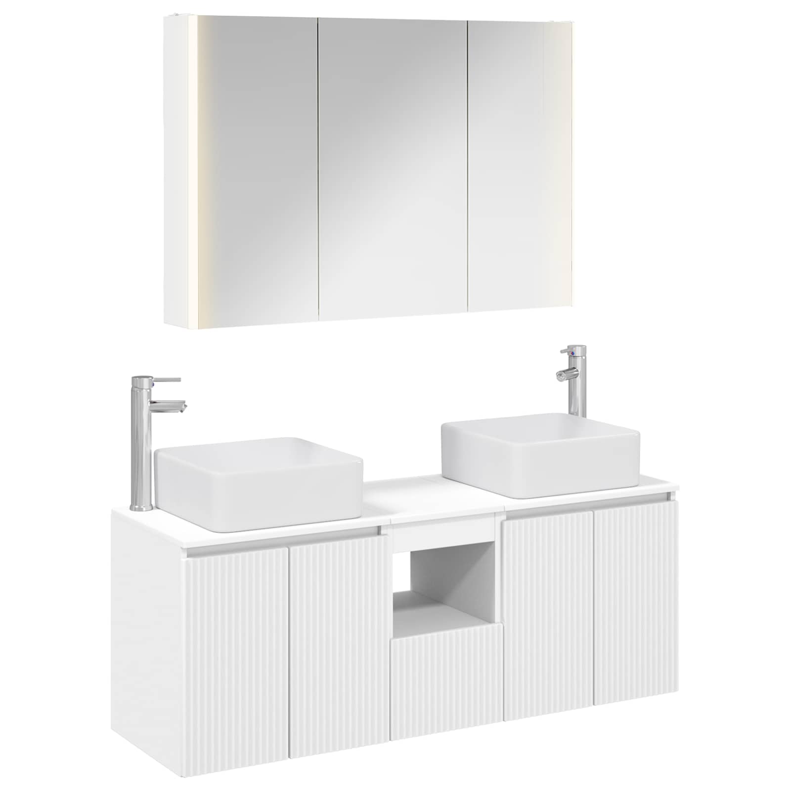 Badezimmerschrank-Set 4 stk. Weiß Holzwerkstoff