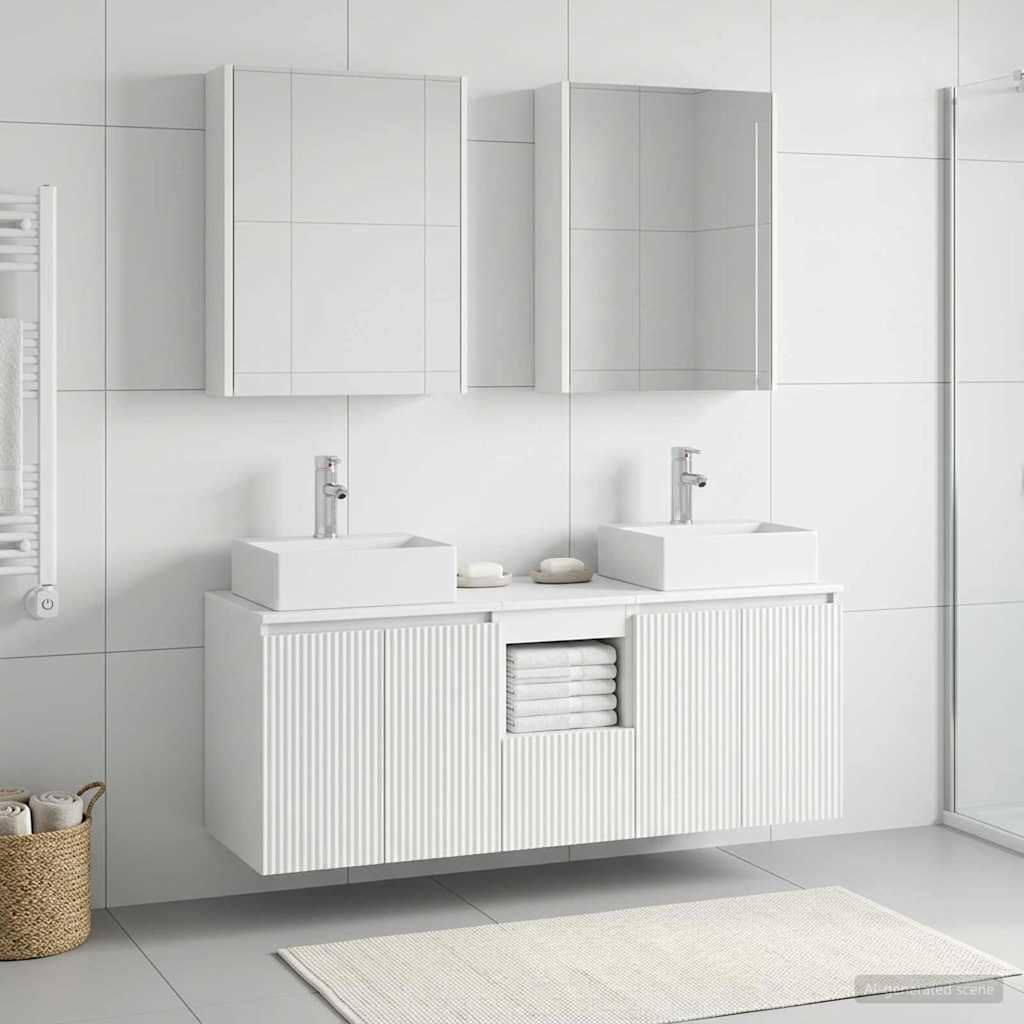 Badezimmerschrank-Set 5 stk. Weiß Holzwerkstoff