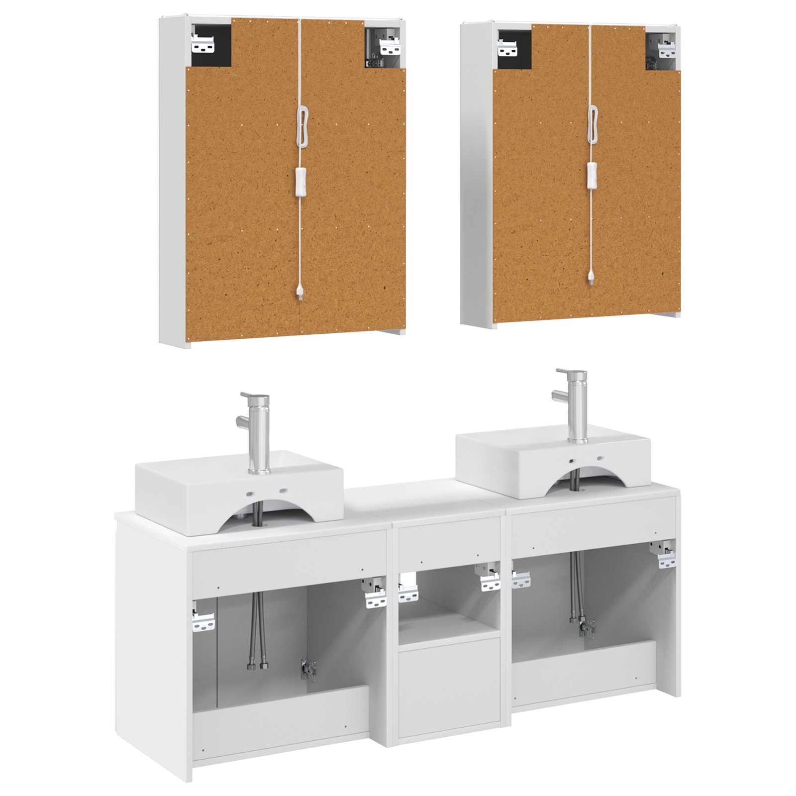 Badezimmerschrank-Set 5 stk. Weiß Holzwerkstoff