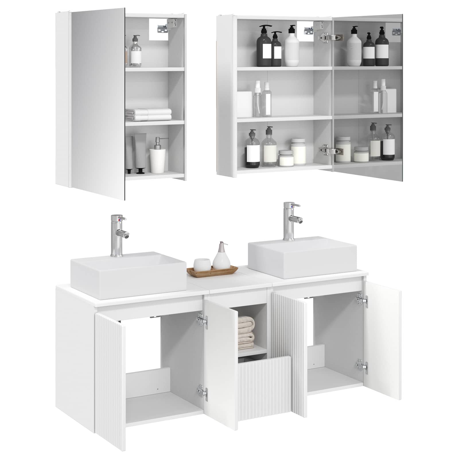 Badezimmerschrank-Set 5 stk. Weiß Holzwerkstoff