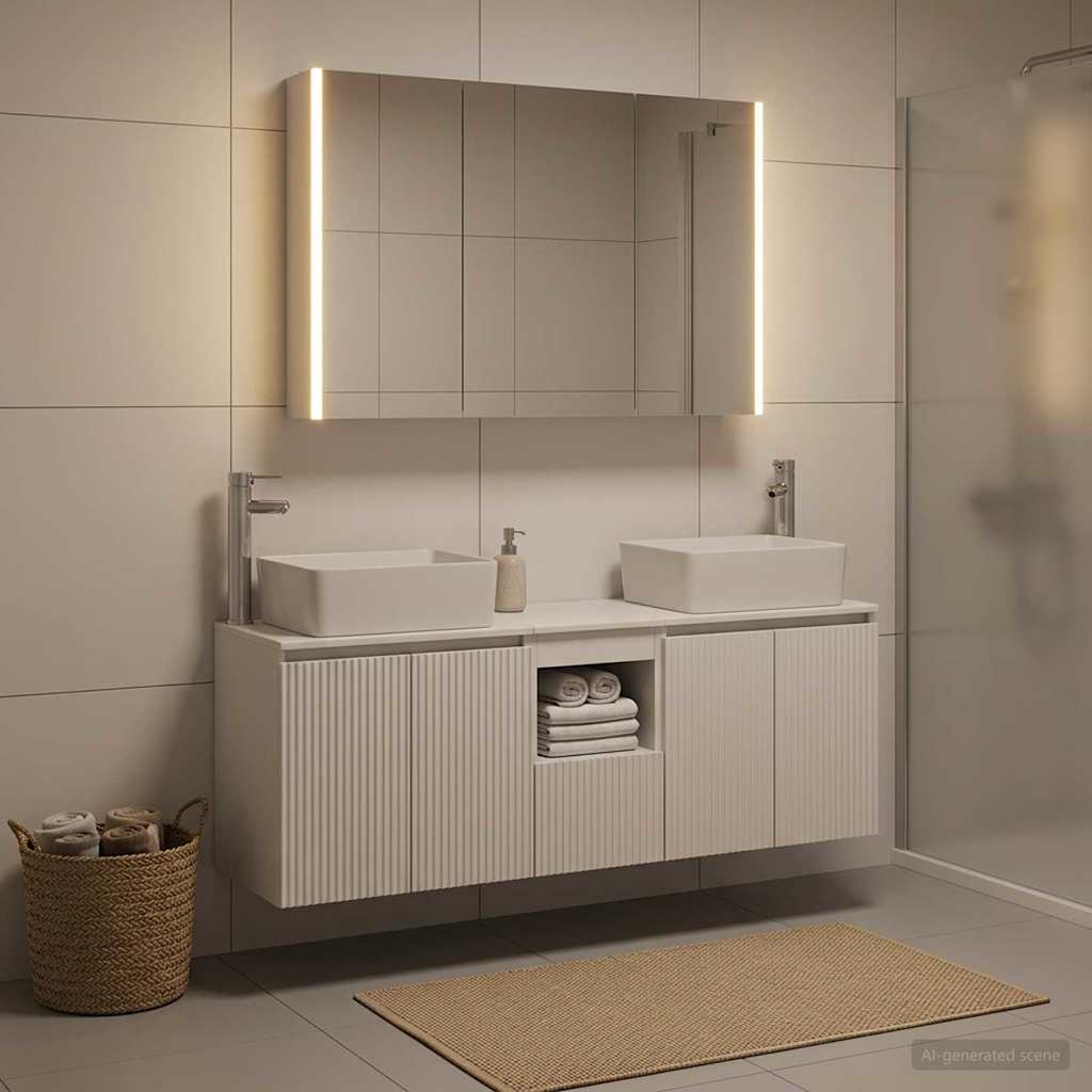 Badezimmerschrank-Set 4 stk. Weiß Holzwerkstoff