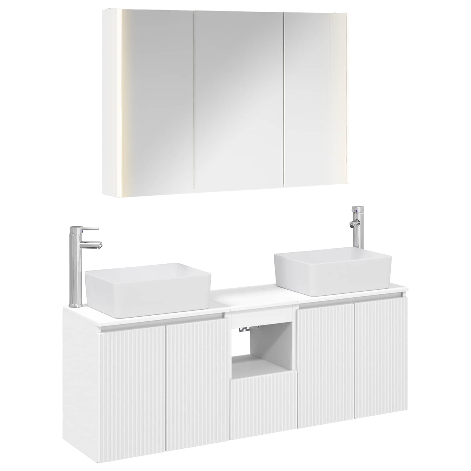 Badezimmerschrank-Set 4 stk. Weiß Holzwerkstoff