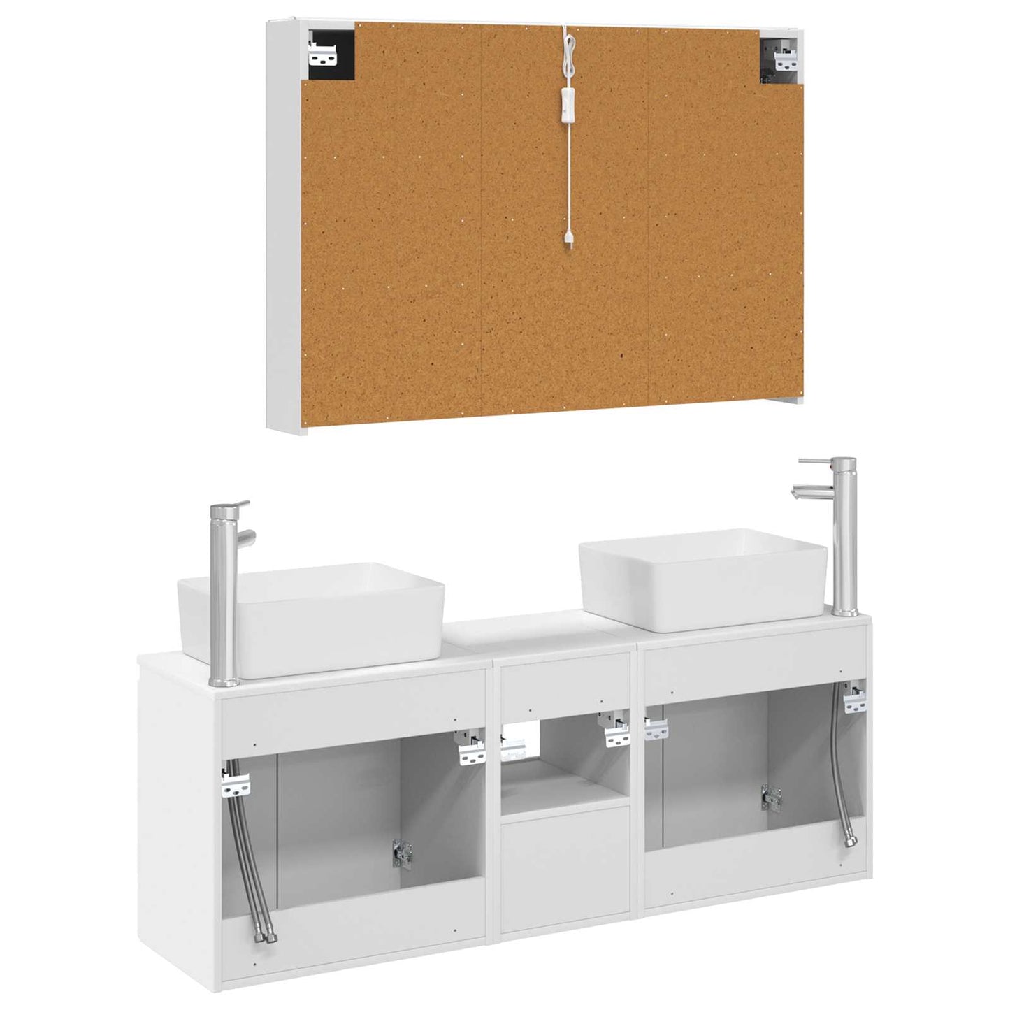 Badezimmerschrank-Set 4 stk. Weiß Holzwerkstoff