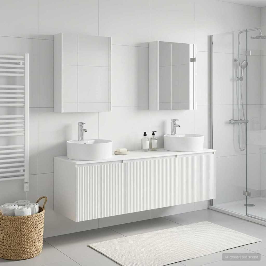Badezimmerschrank-Set 5 stk. Weiß Holzwerkstoff