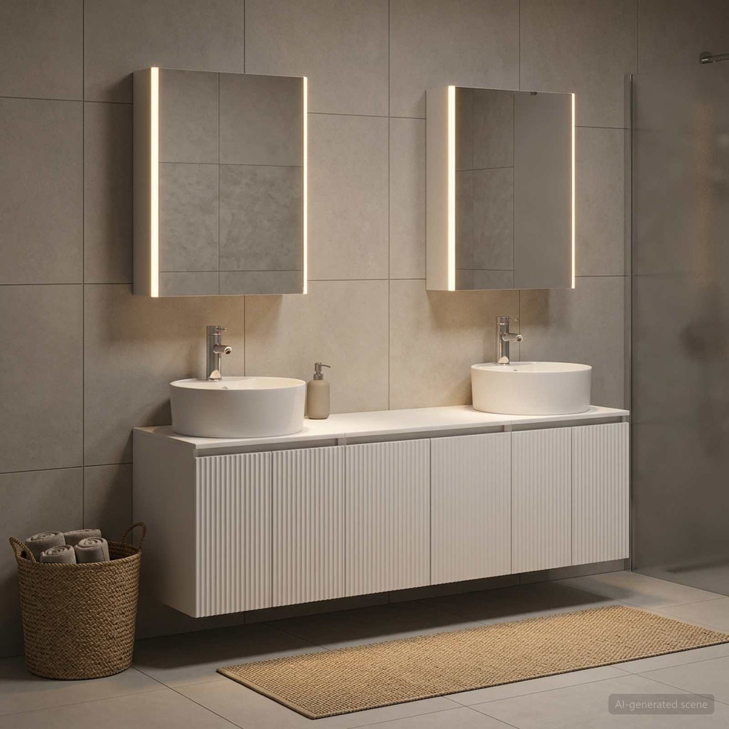 Badezimmerschrank-Set 5 stk. Weiß Holzwerkstoff