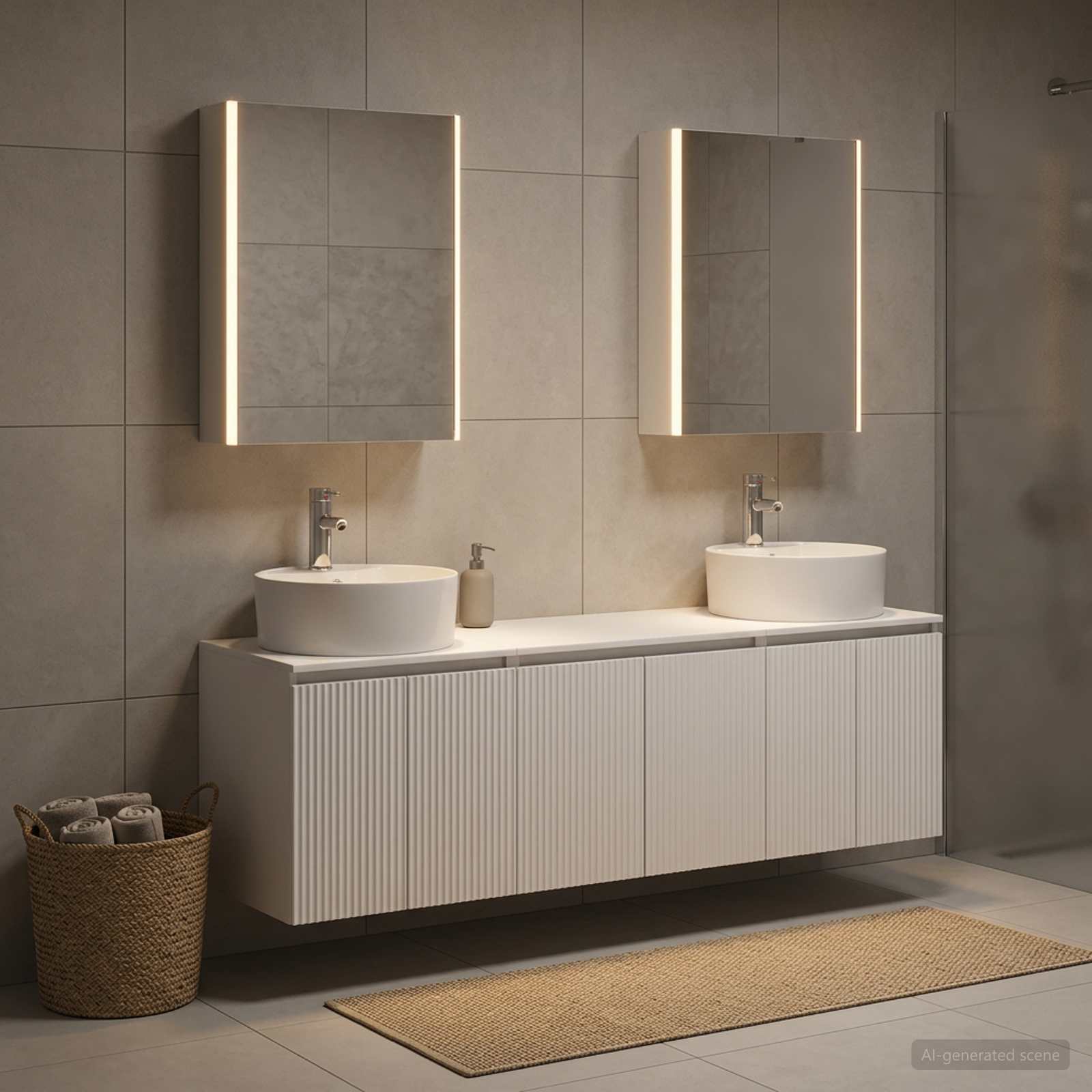 Badezimmerschrank-Set 5 stk. Weiß Holzwerkstoff