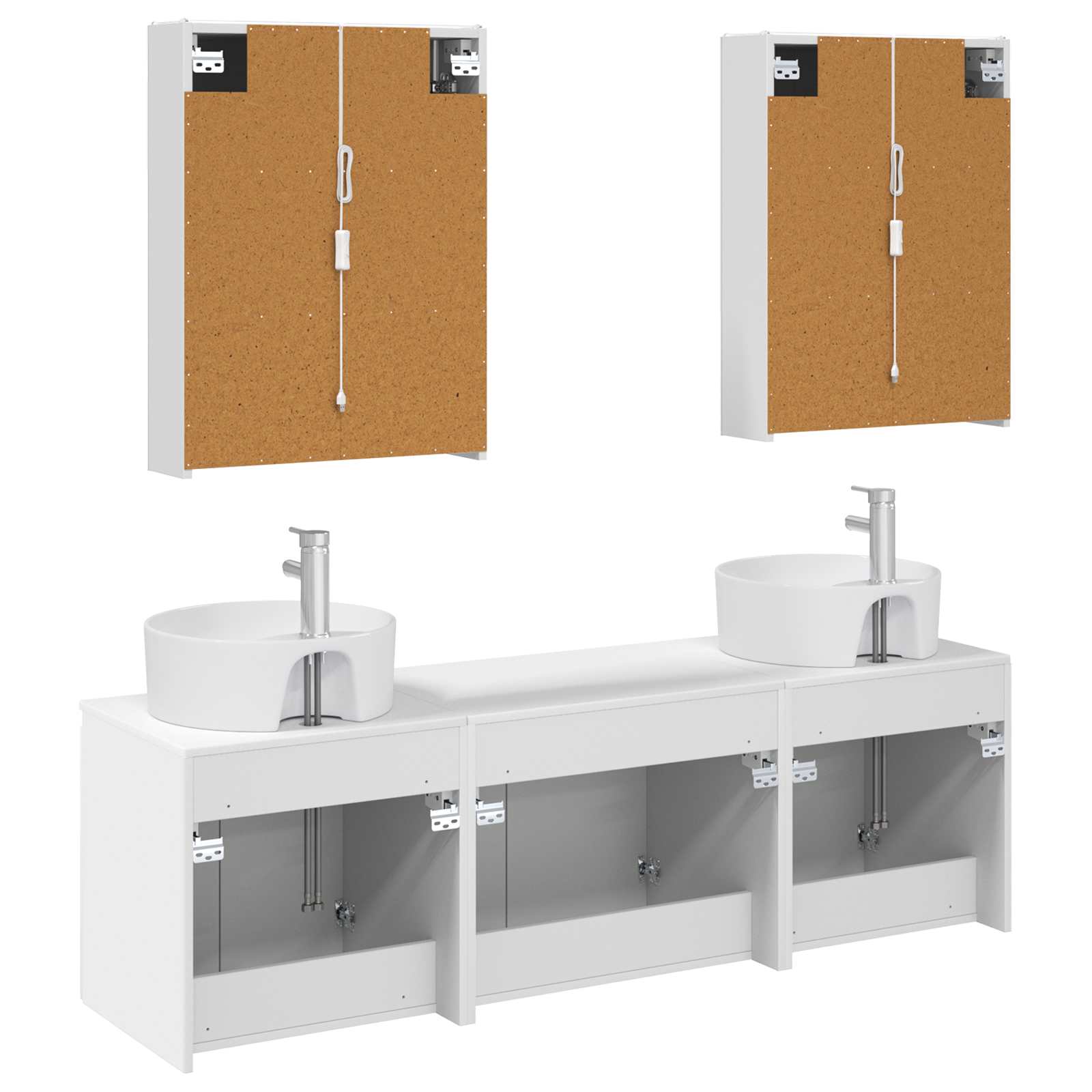 Badezimmerschrank-Set 5 stk. Weiß Holzwerkstoff
