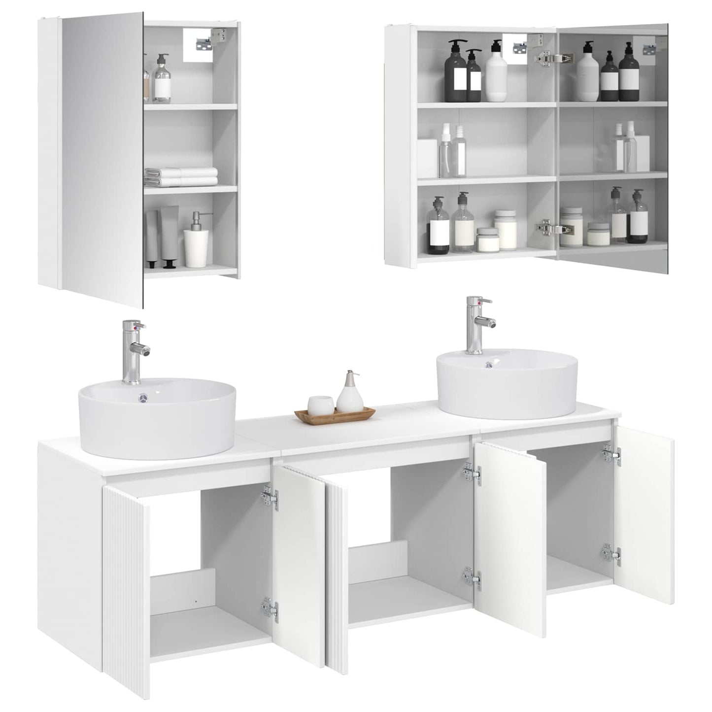Badezimmerschrank-Set 5 stk. Weiß Holzwerkstoff