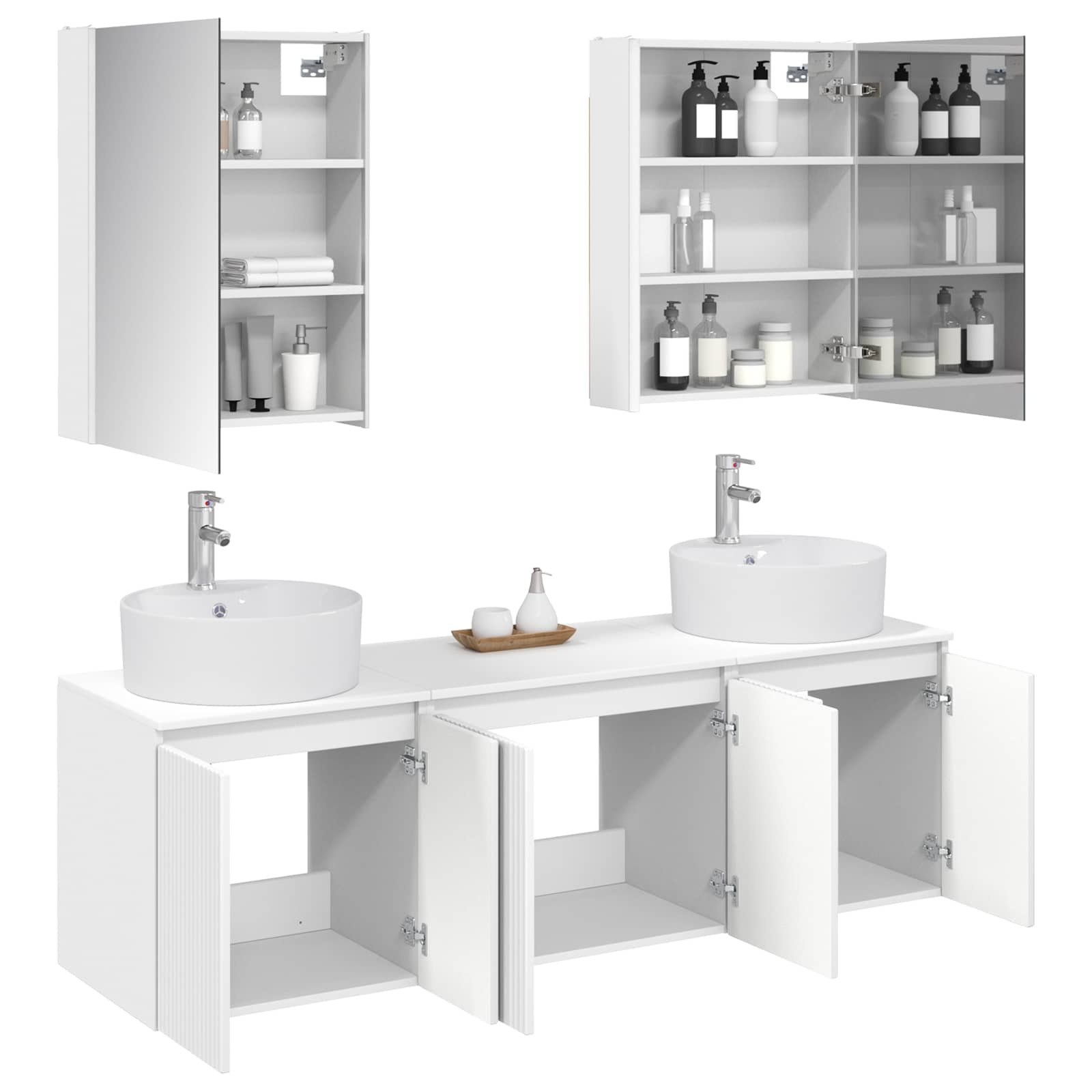 Badezimmerschrank-Set 5 stk. Weiß Holzwerkstoff