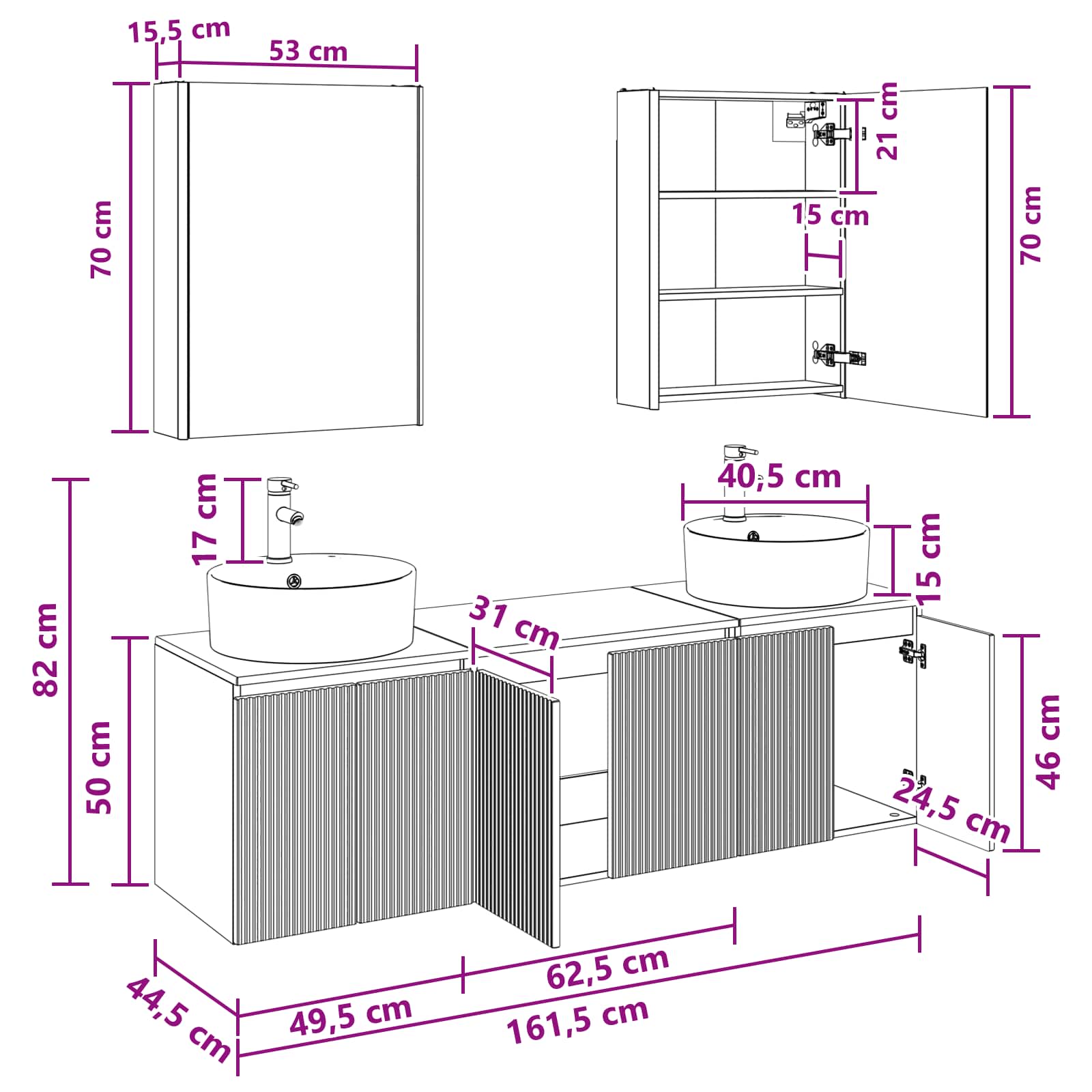 Badezimmerschrank-Set 5 stk. Weiß Holzwerkstoff