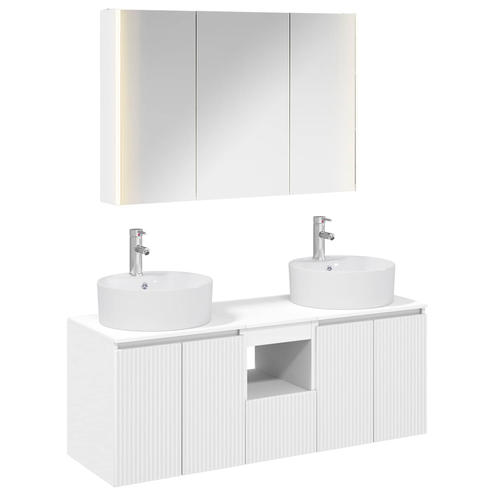 Badezimmerschrank-Set 4 stk. Weiß Holzwerkstoff