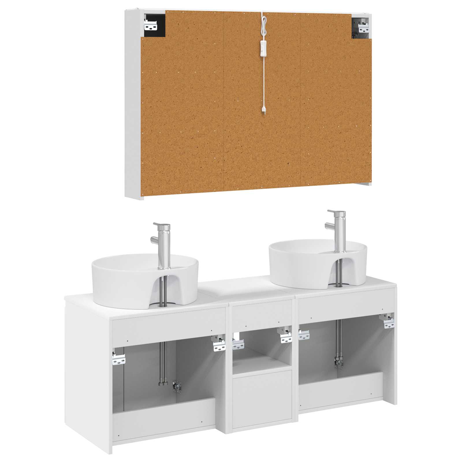 Badezimmerschrank-Set 4 stk. Weiß Holzwerkstoff