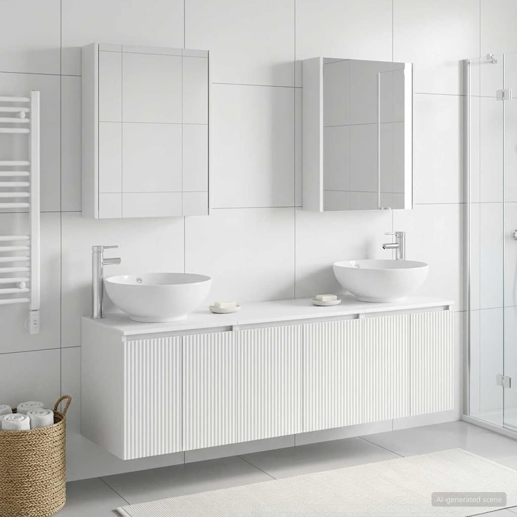 Badezimmerschrank-Set 5 stk. Weiß Holzwerkstoff
