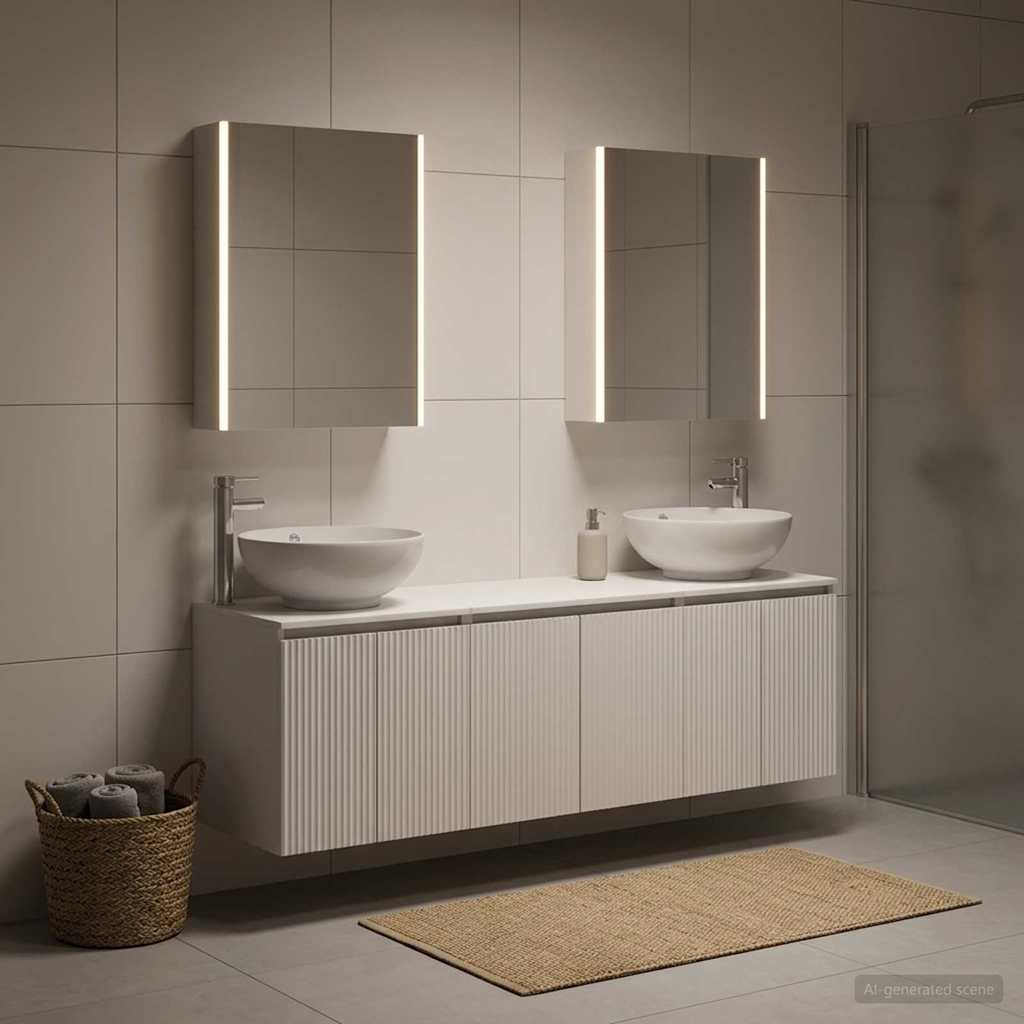 Badezimmerschrank-Set 5 stk. Weiß Holzwerkstoff