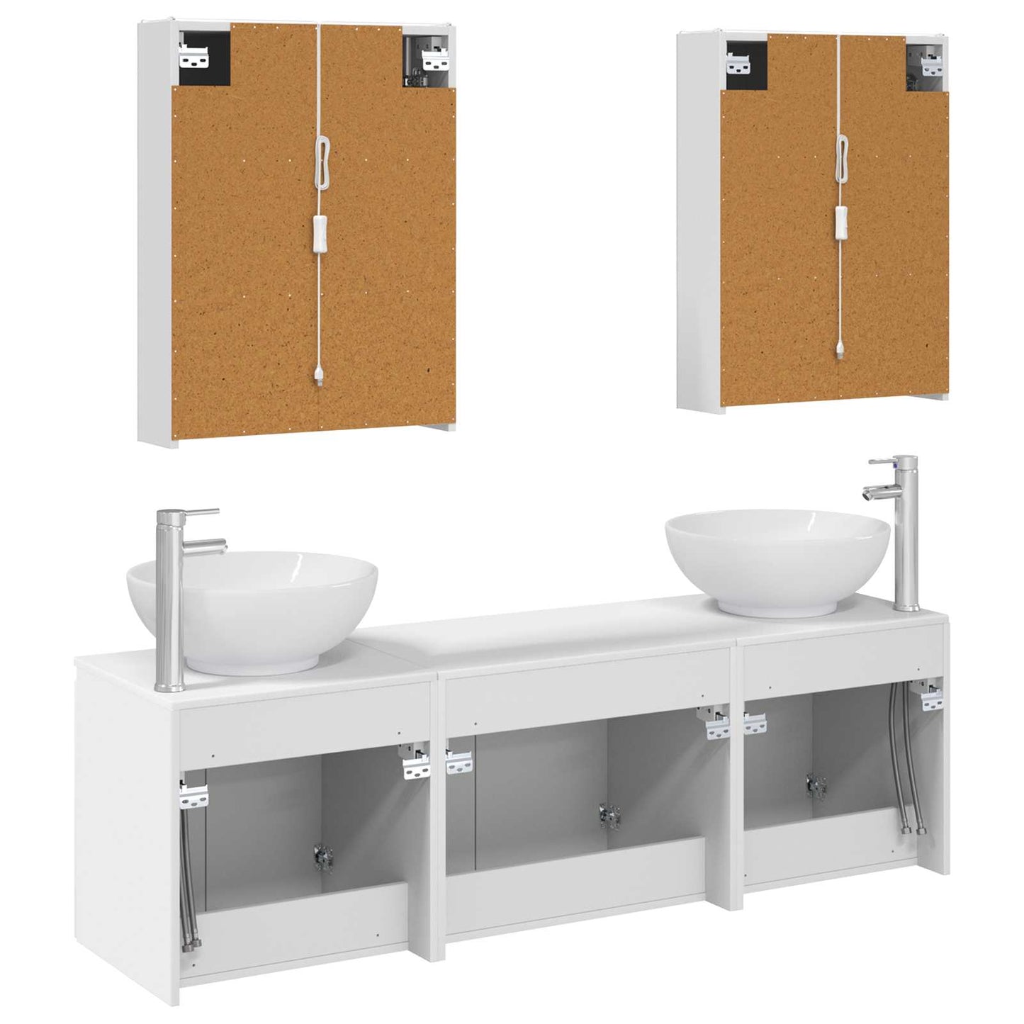 Badezimmerschrank-Set 5 stk. Weiß Holzwerkstoff