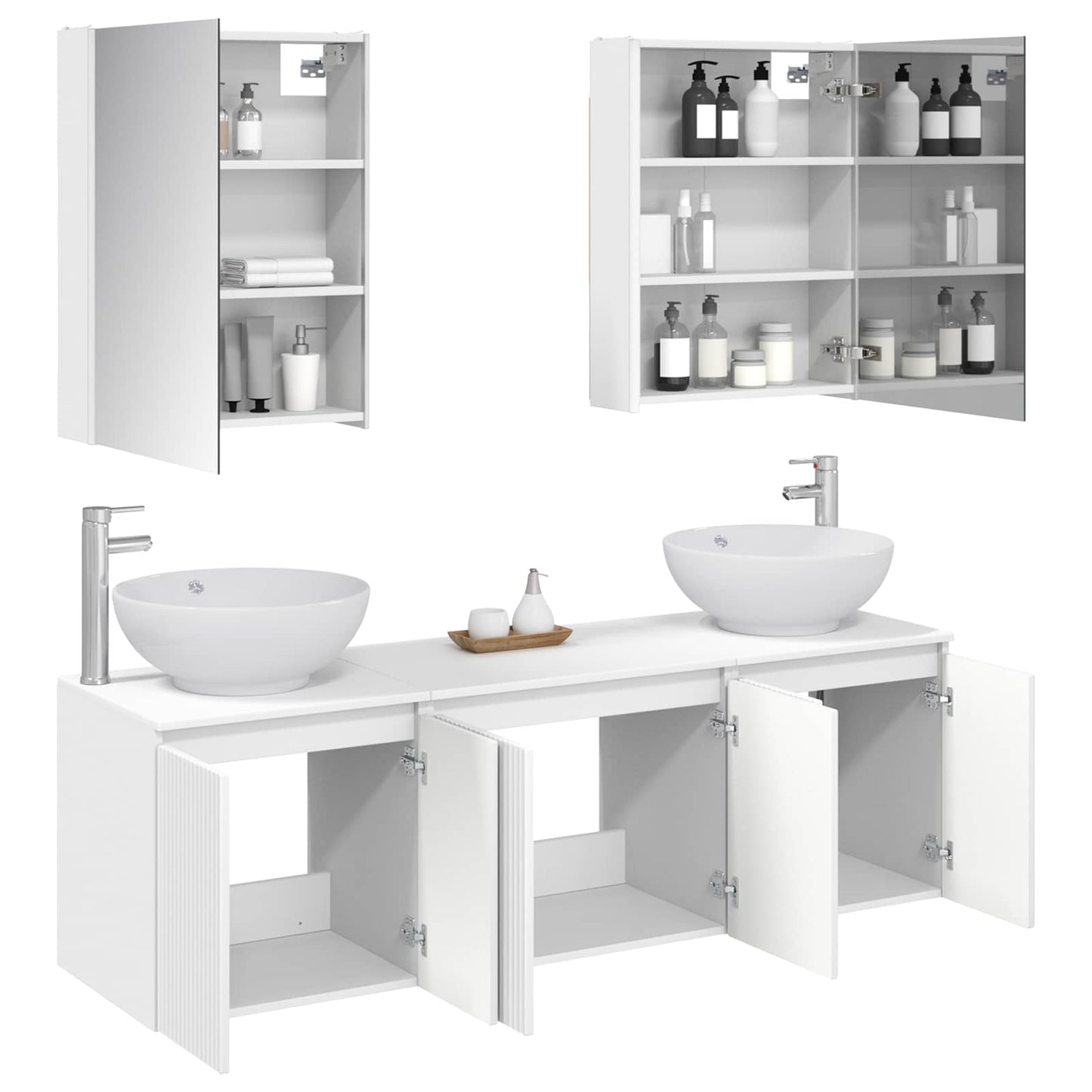 Badezimmerschrank-Set 5 stk. Weiß Holzwerkstoff