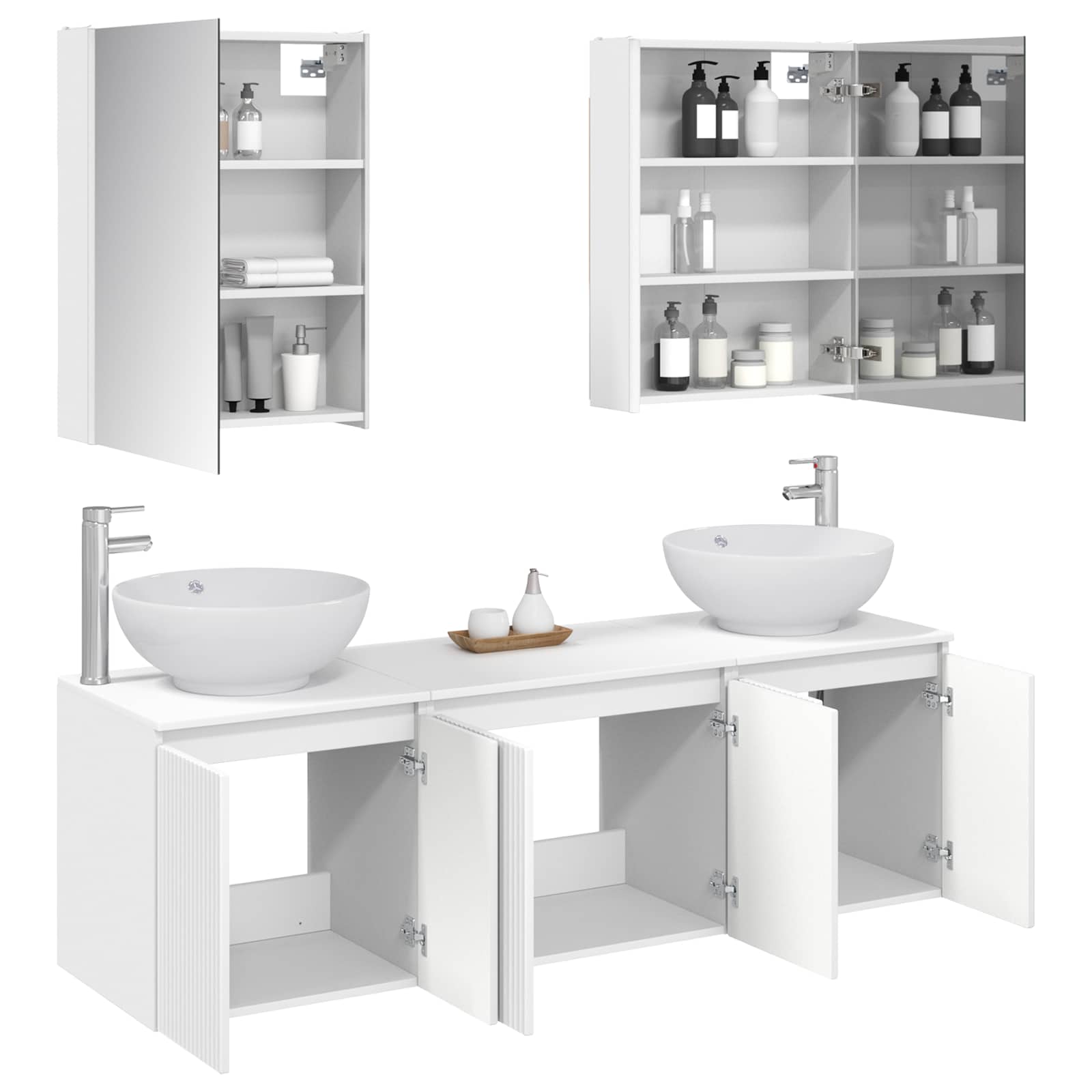 Badezimmerschrank-Set 5 stk. Weiß Holzwerkstoff