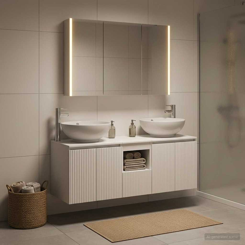 Badezimmerschrank-Set 4 stk. Weiß Holzwerkstoff