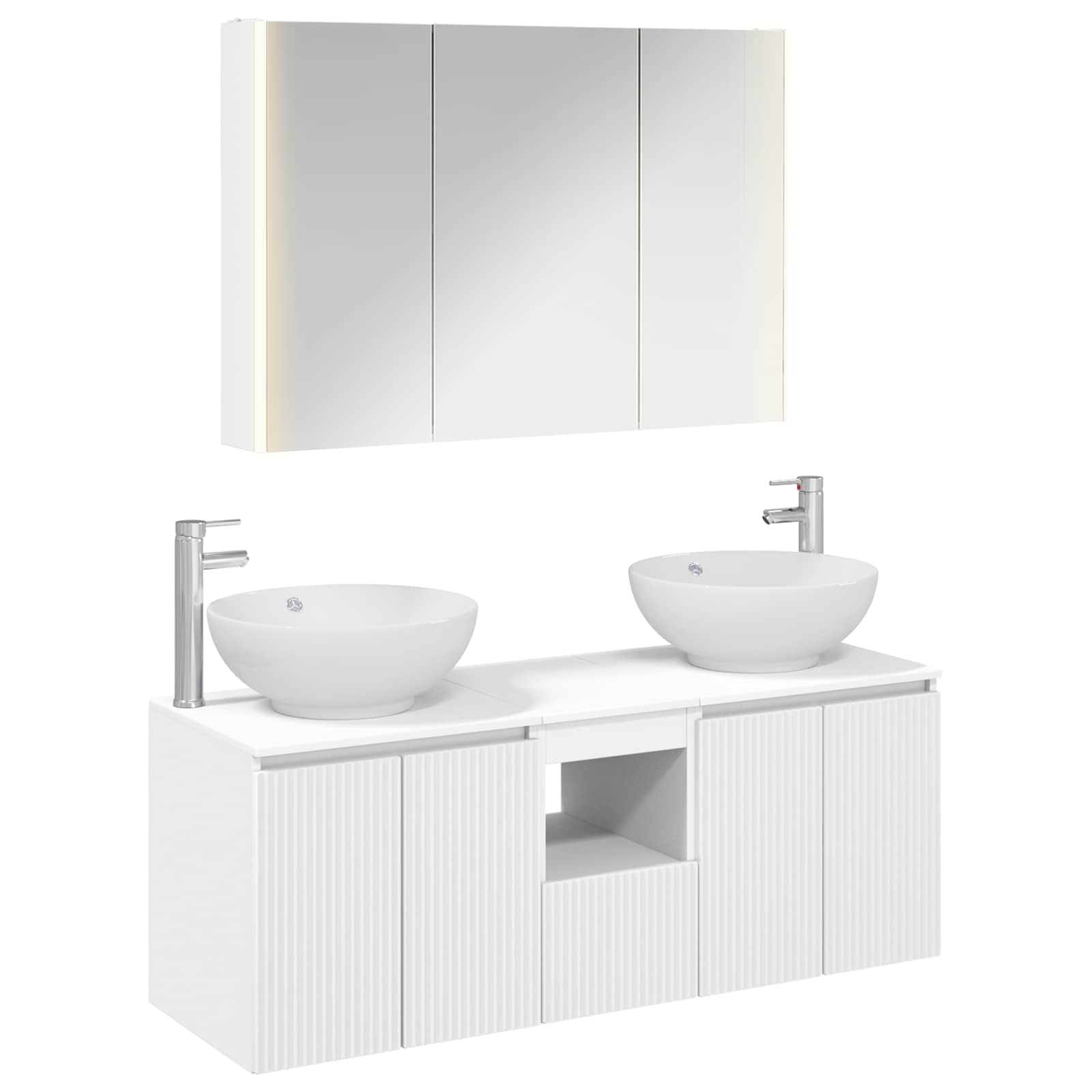 Badezimmerschrank-Set 4 stk. Weiß Holzwerkstoff