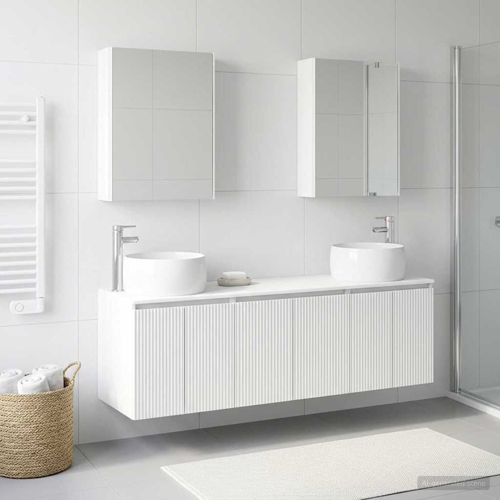 Badezimmerschrank-Set 5 stk. Weiß Holzwerkstoff