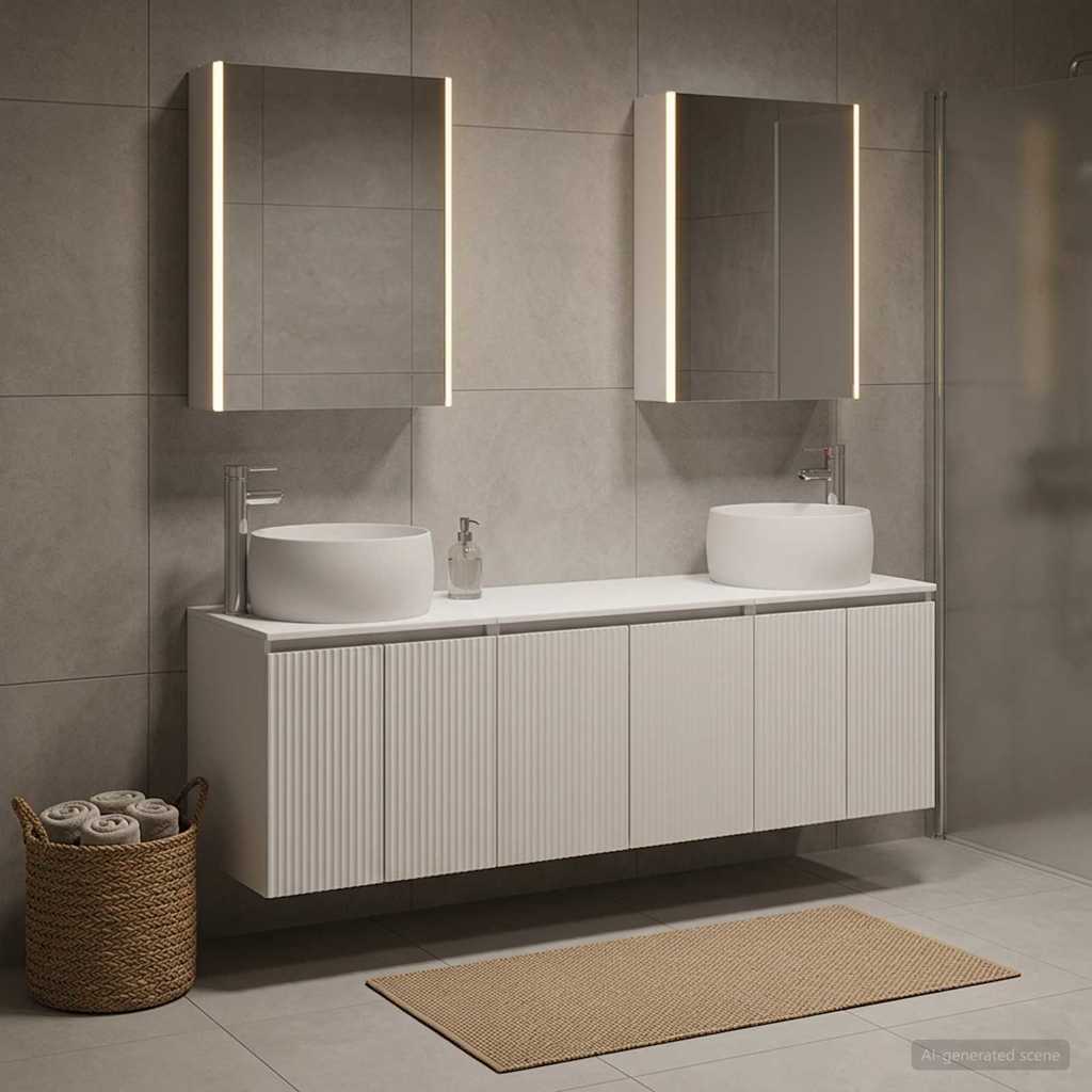 Badezimmerschrank-Set 5 stk. Weiß Holzwerkstoff