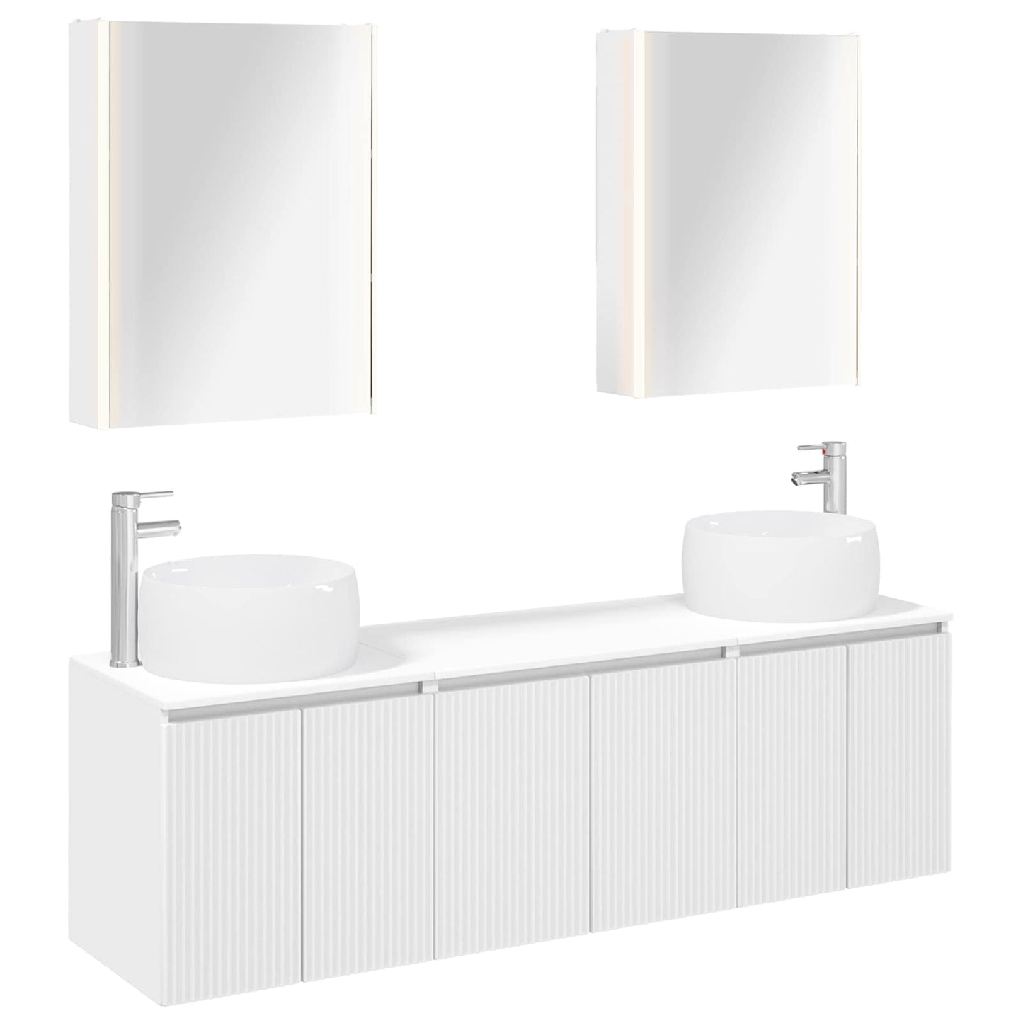Badezimmerschrank-Set 5 stk. Weiß Holzwerkstoff