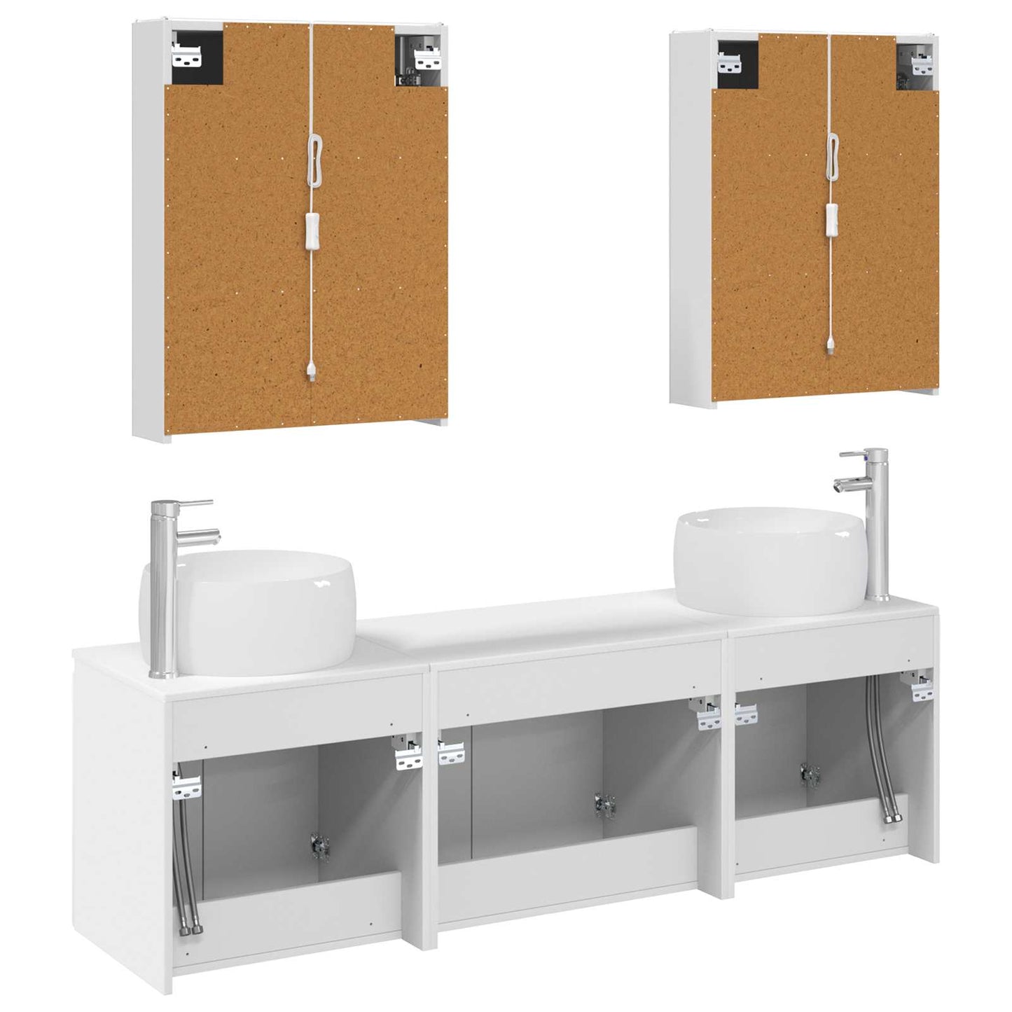 Badezimmerschrank-Set 5 stk. Weiß Holzwerkstoff