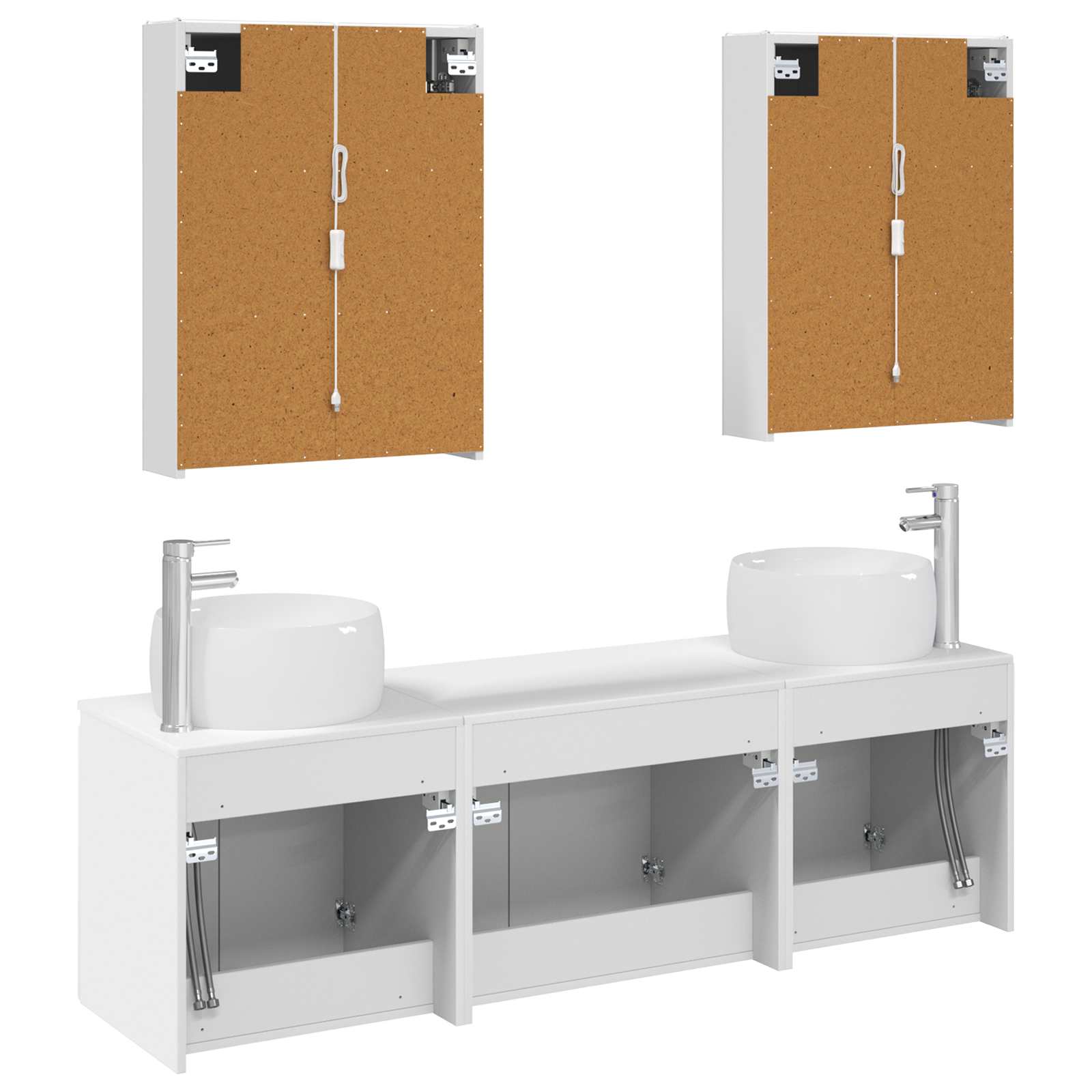 Badezimmerschrank-Set 5 stk. Weiß Holzwerkstoff