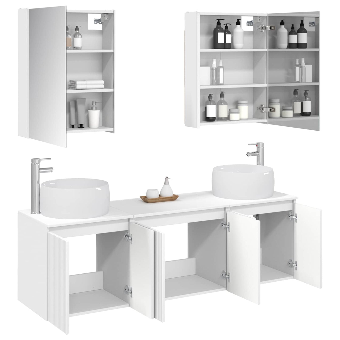 Badezimmerschrank-Set 5 stk. Weiß Holzwerkstoff