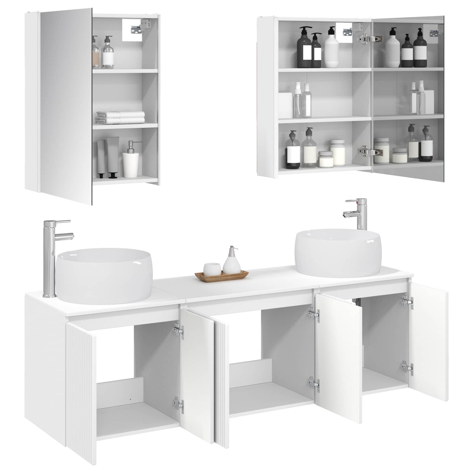 Badezimmerschrank-Set 5 stk. Weiß Holzwerkstoff
