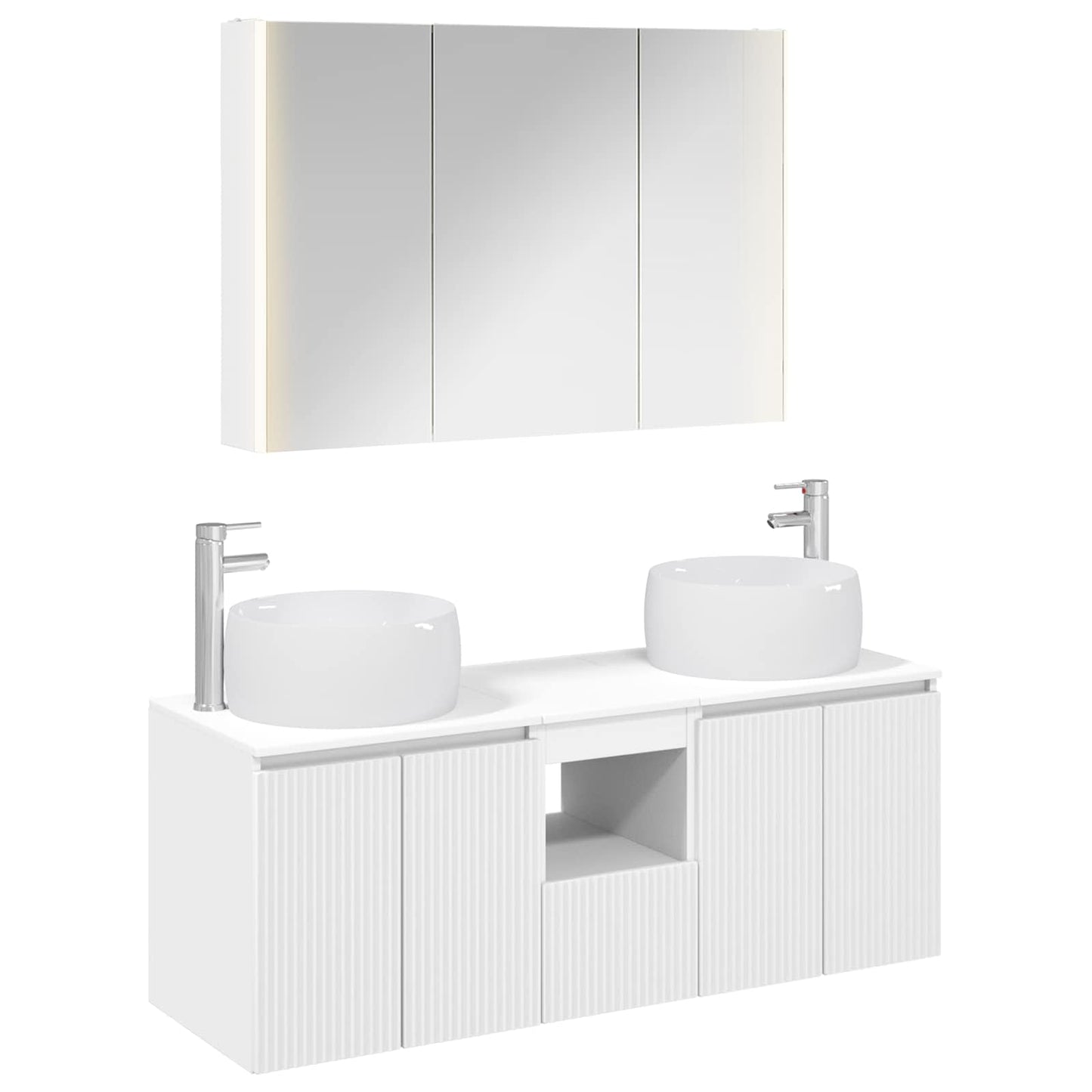 Badezimmerschrank-Set 4 stk. Weiß Holzwerkstoff