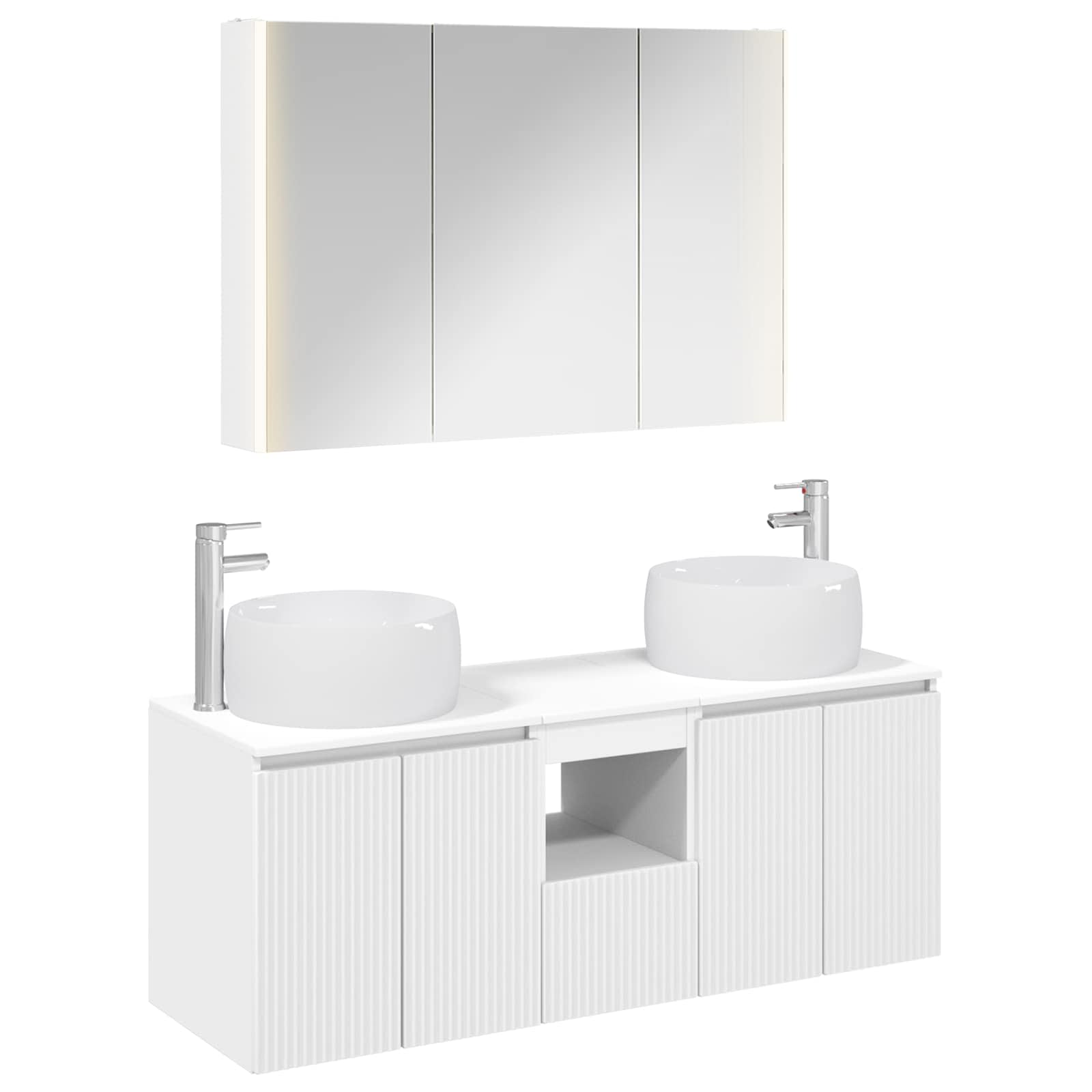 Badezimmerschrank-Set 4 stk. Weiß Holzwerkstoff