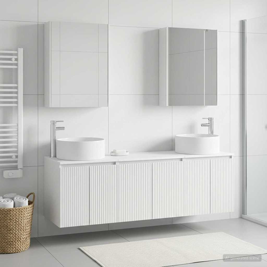 Badezimmerschrank-Set 5 stk. Weiß Holzwerkstoff