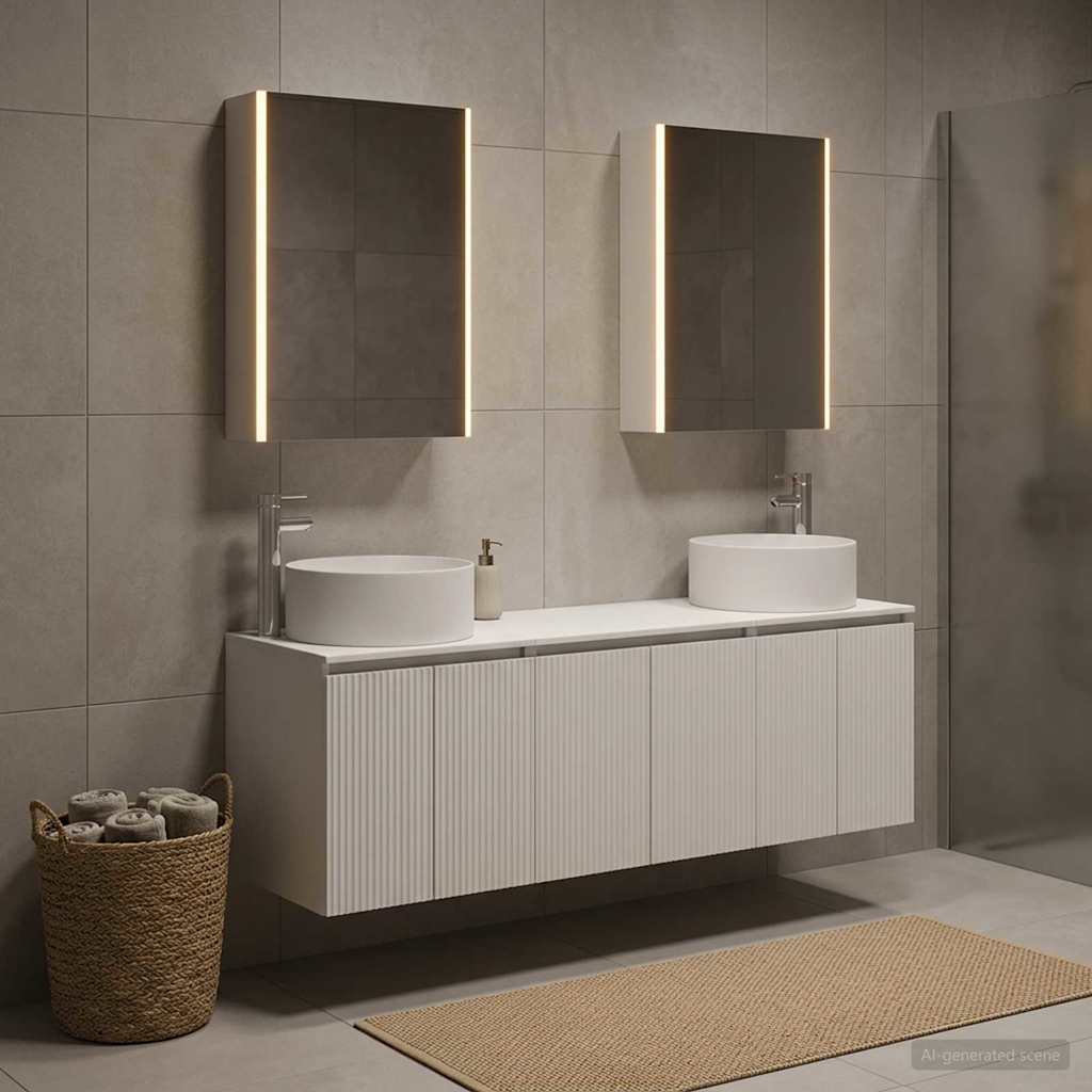 Badezimmerschrank-Set 5 stk. Weiß Holzwerkstoff