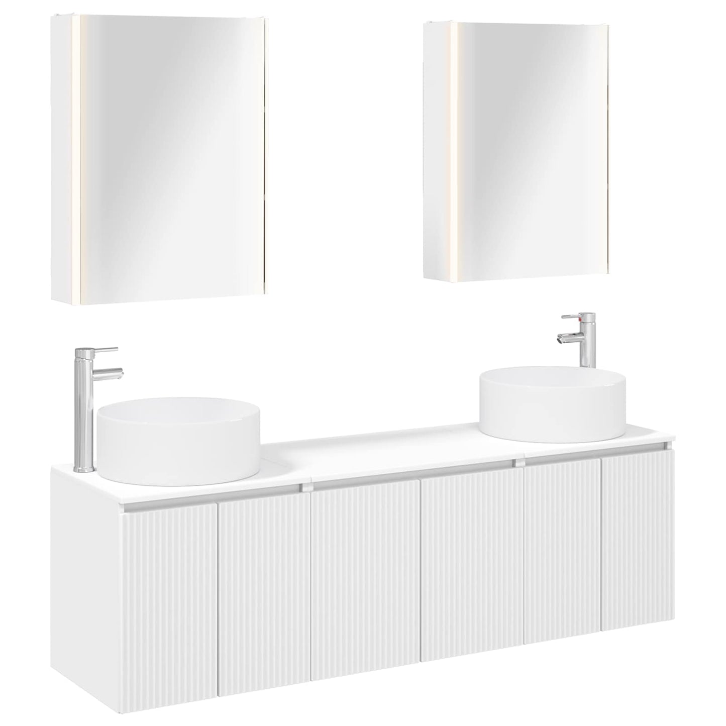 Badezimmerschrank-Set 5 stk. Weiß Holzwerkstoff