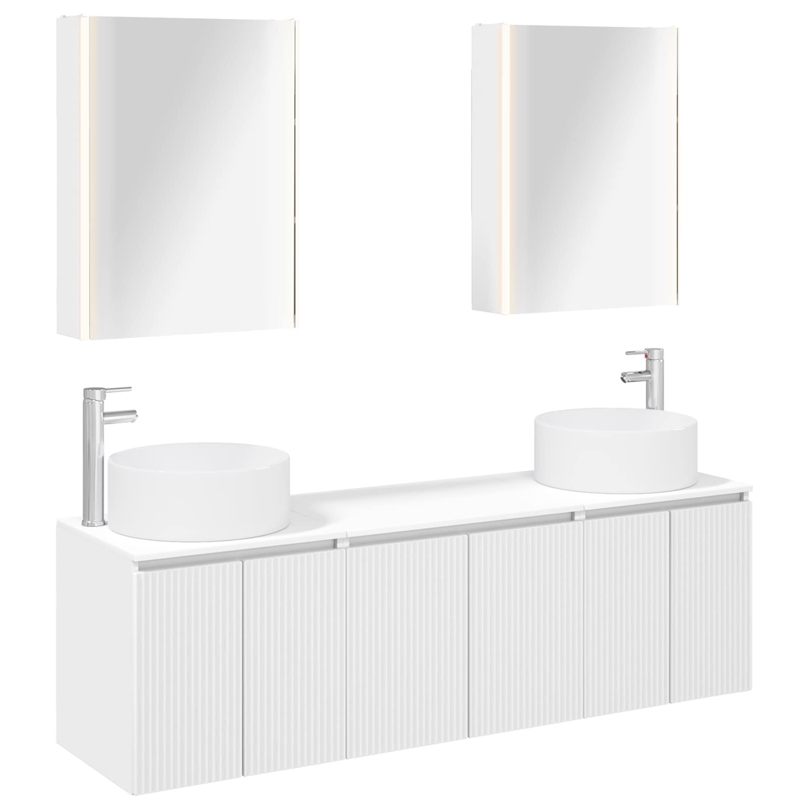 Badezimmerschrank-Set 5 stk. Weiß Holzwerkstoff