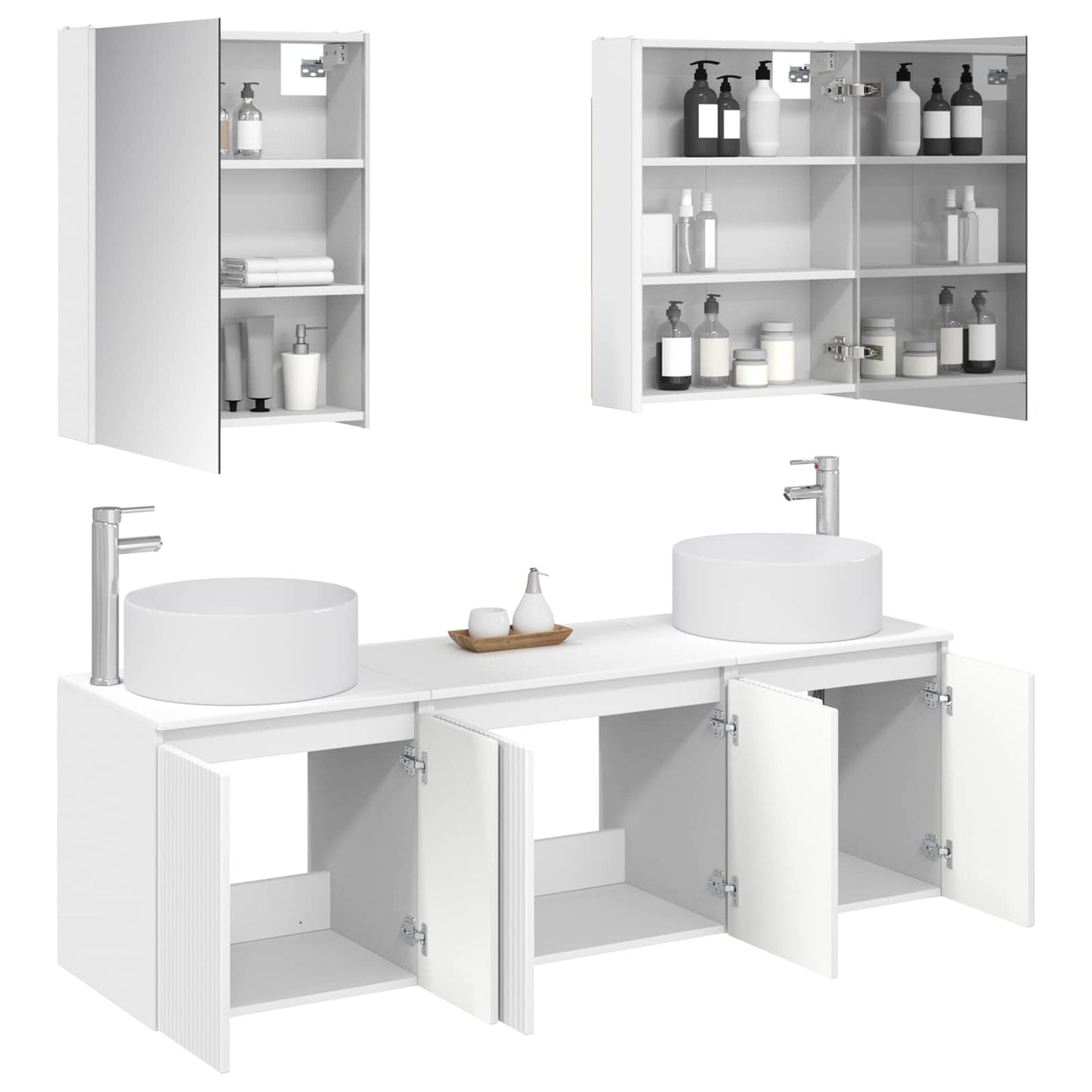 Badezimmerschrank-Set 5 stk. Weiß Holzwerkstoff