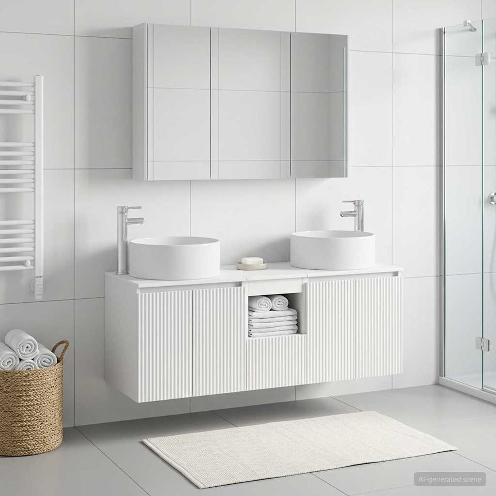 Badezimmerschrank-Set 4 stk. Weiß Holzwerkstoff